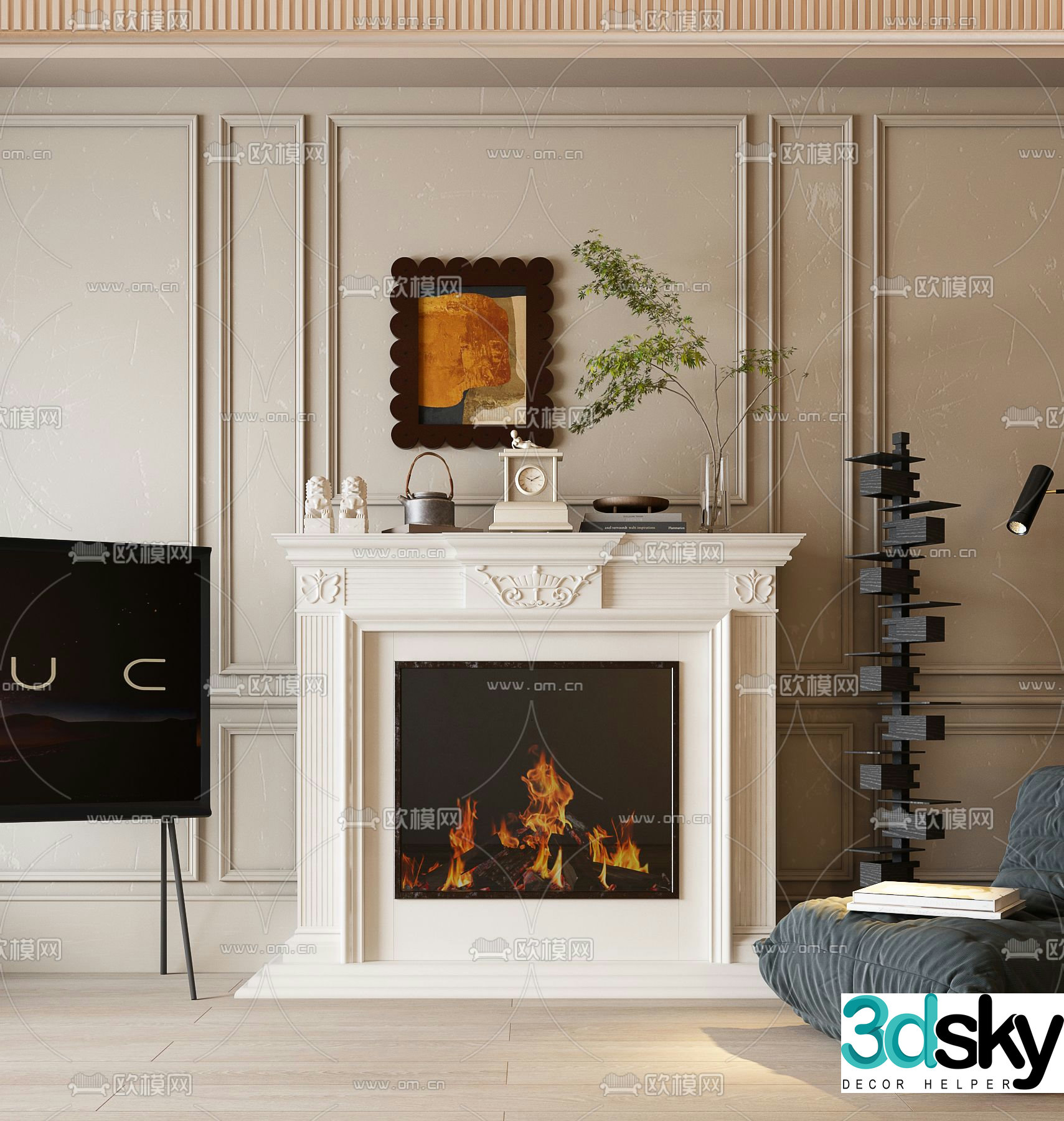 French fireplace flame 3d model