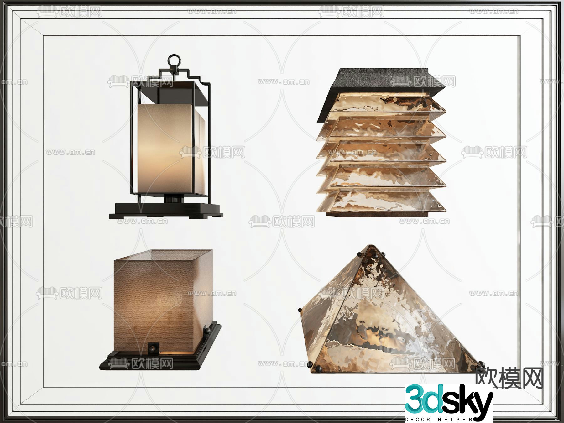 New Chinese style outdoor lights Garden lights Lawn light Landscape lights 3D model