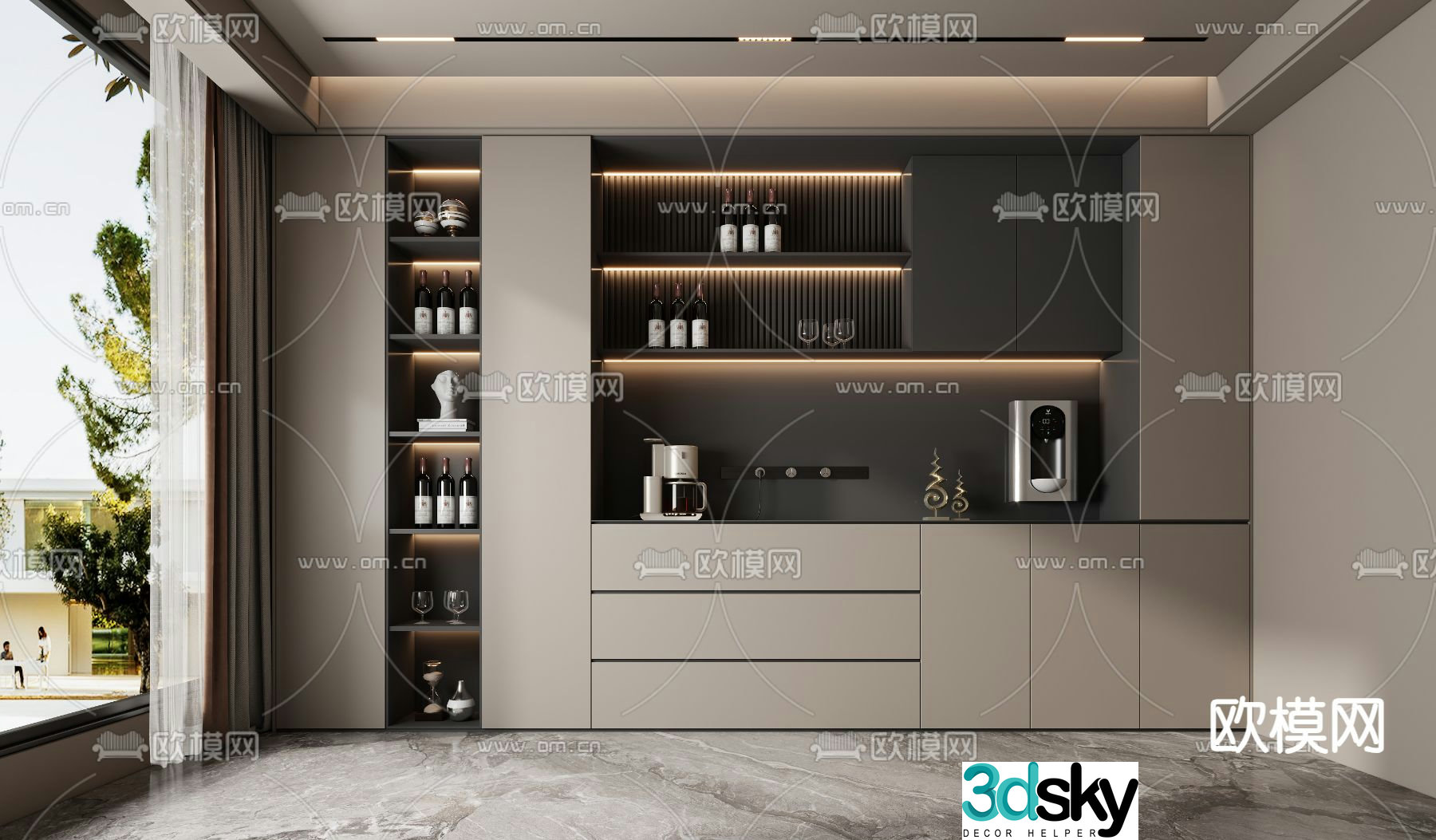 Modern wine cabinet 3d model