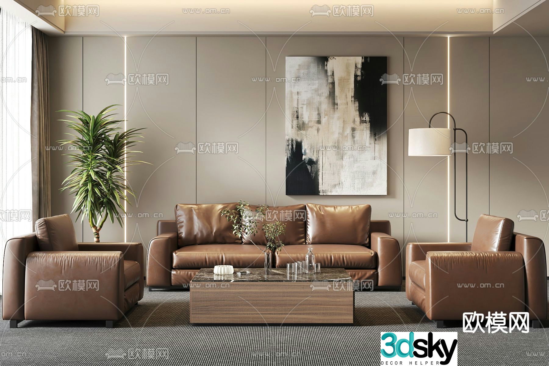 Office sofa modular sofa 3d model
