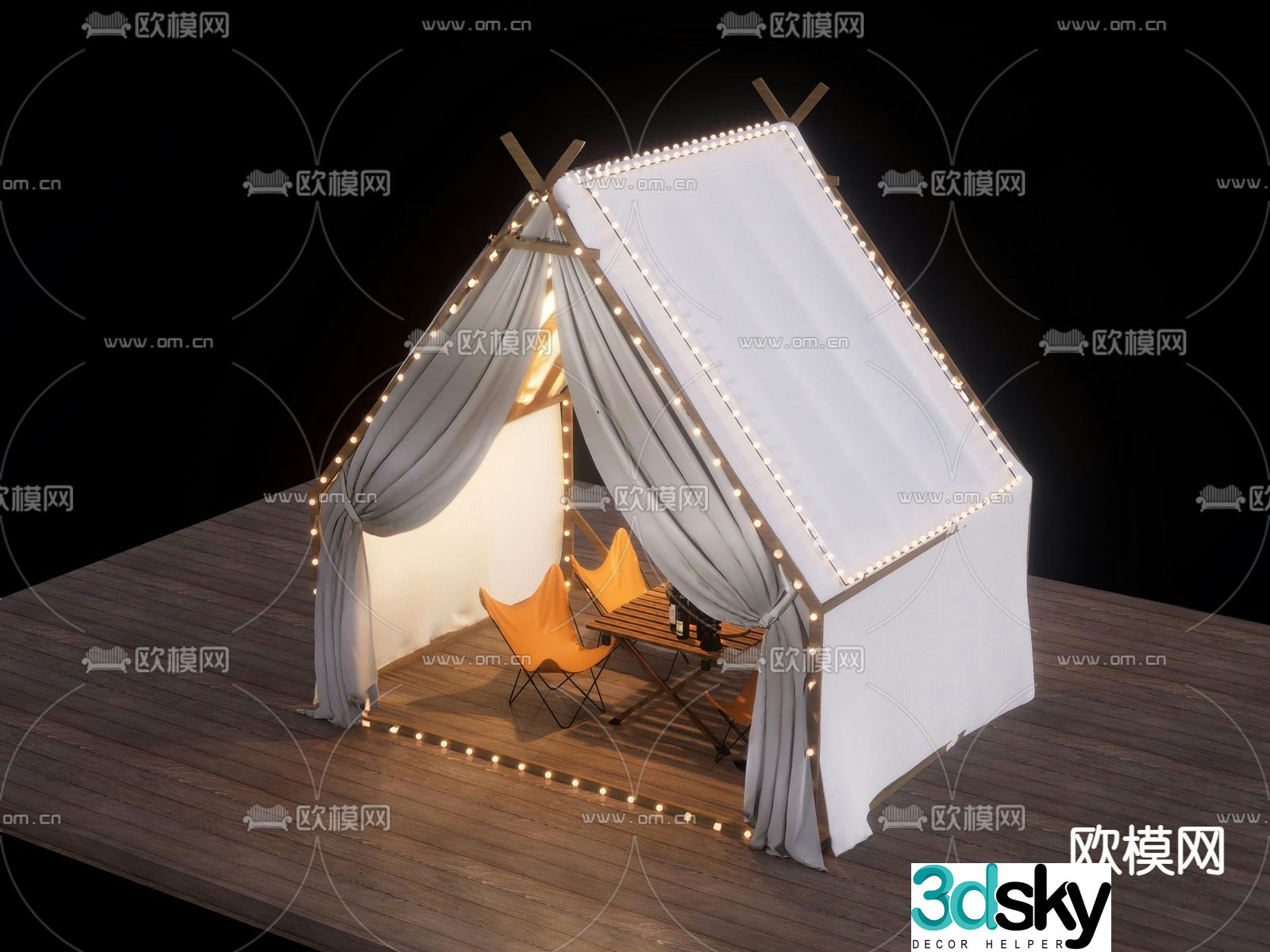 Outdoor camping tent 3d model