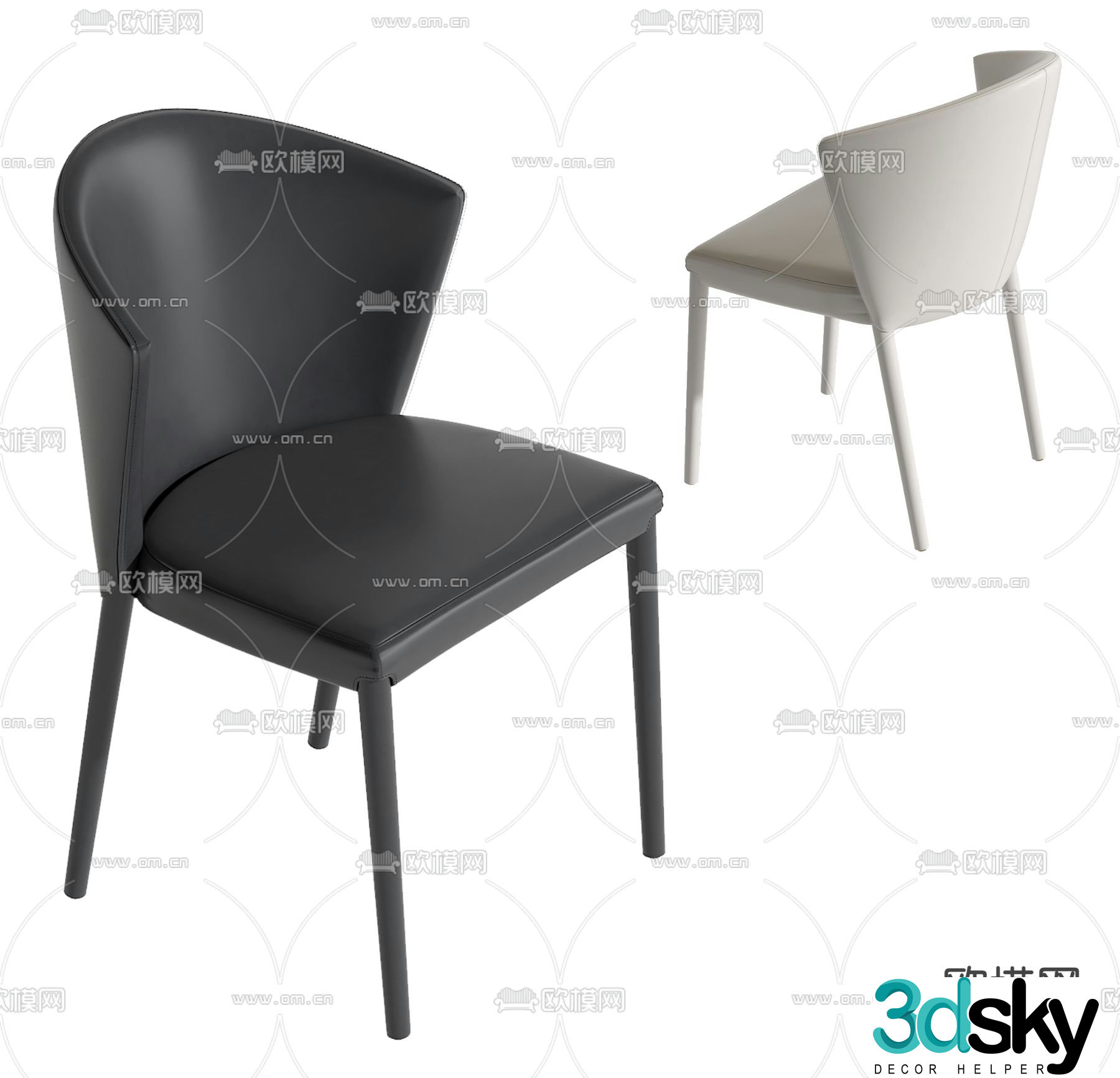 leather chair dining chair 3d model