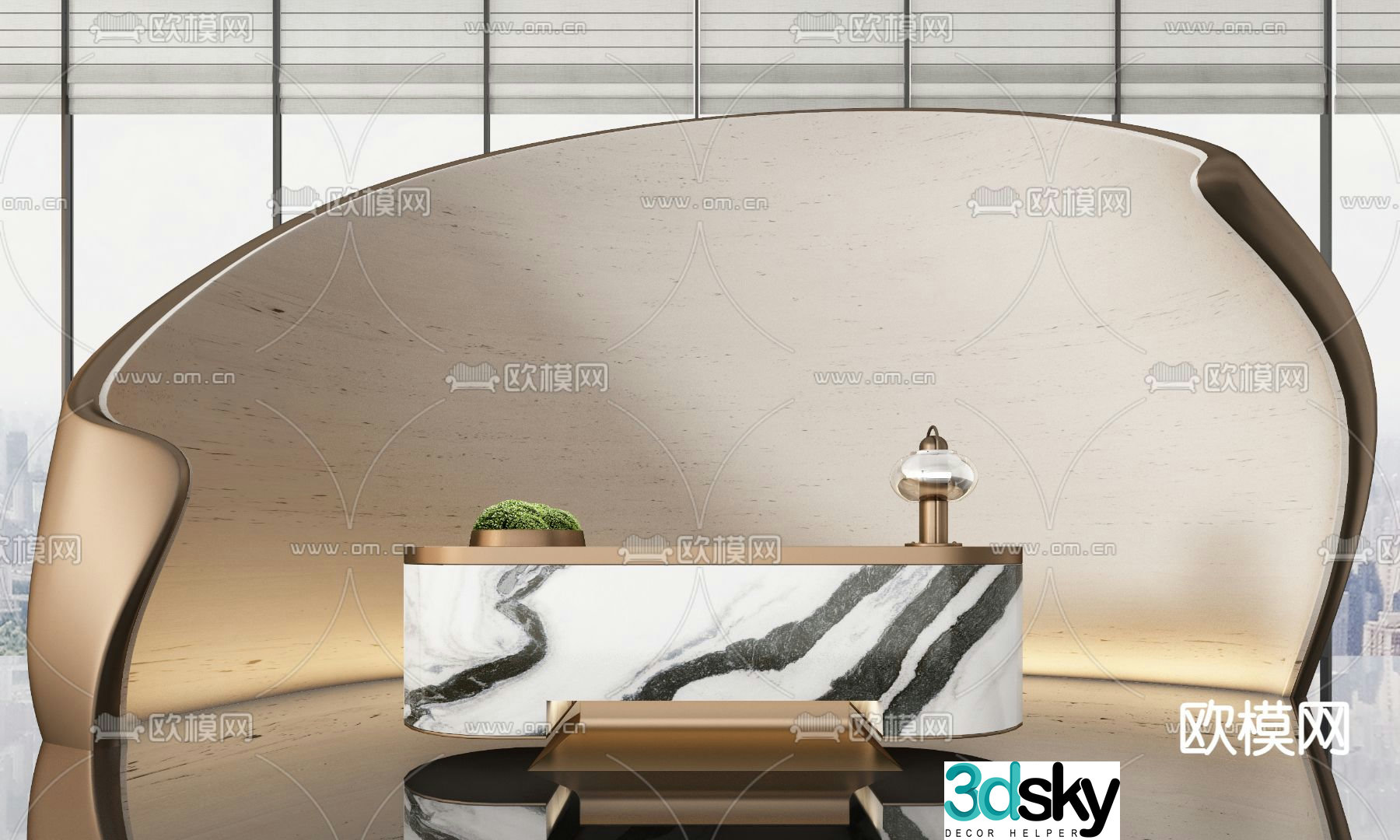 Modern front desk reception desk service desk 3d model