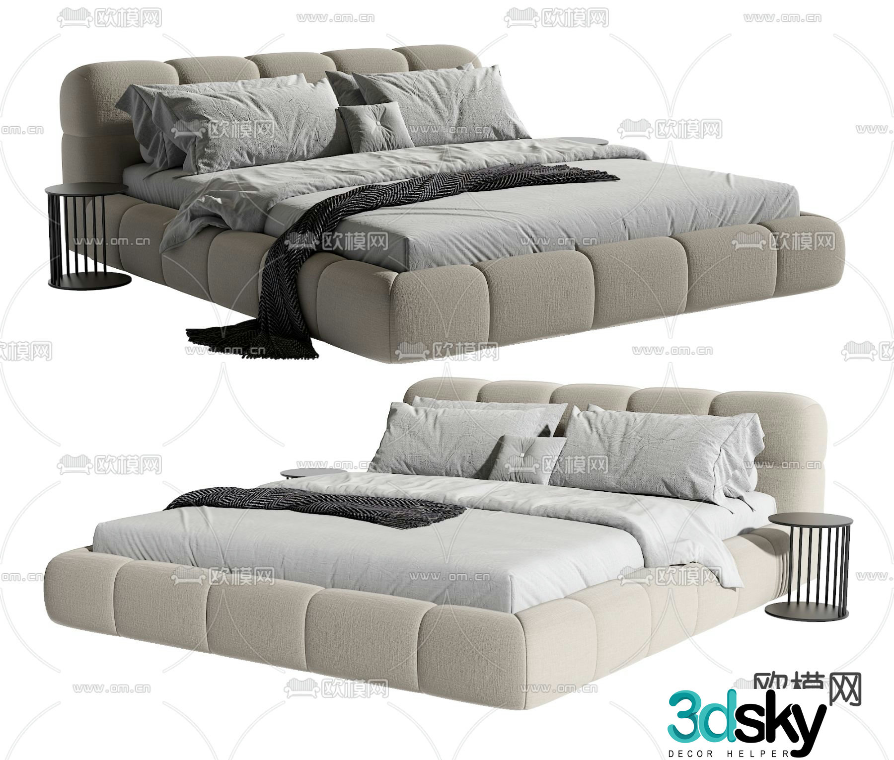 Modern double bed 3d model