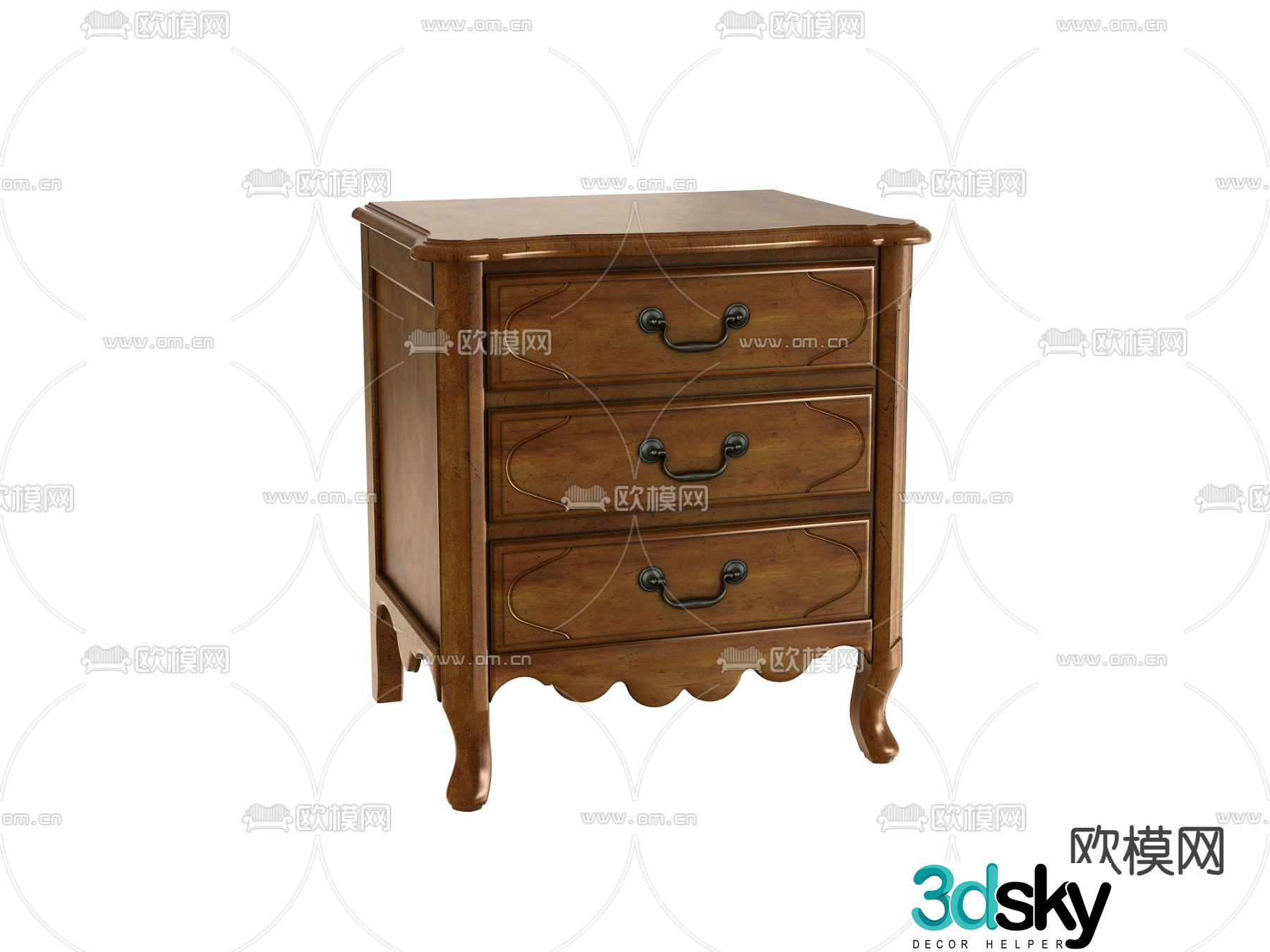 New Chinese style bedside table 3d model