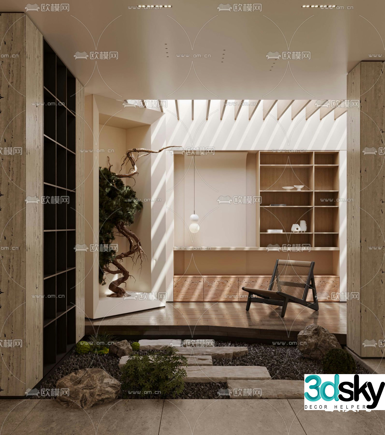 Courtyard landscape indoor landscaping 3d model