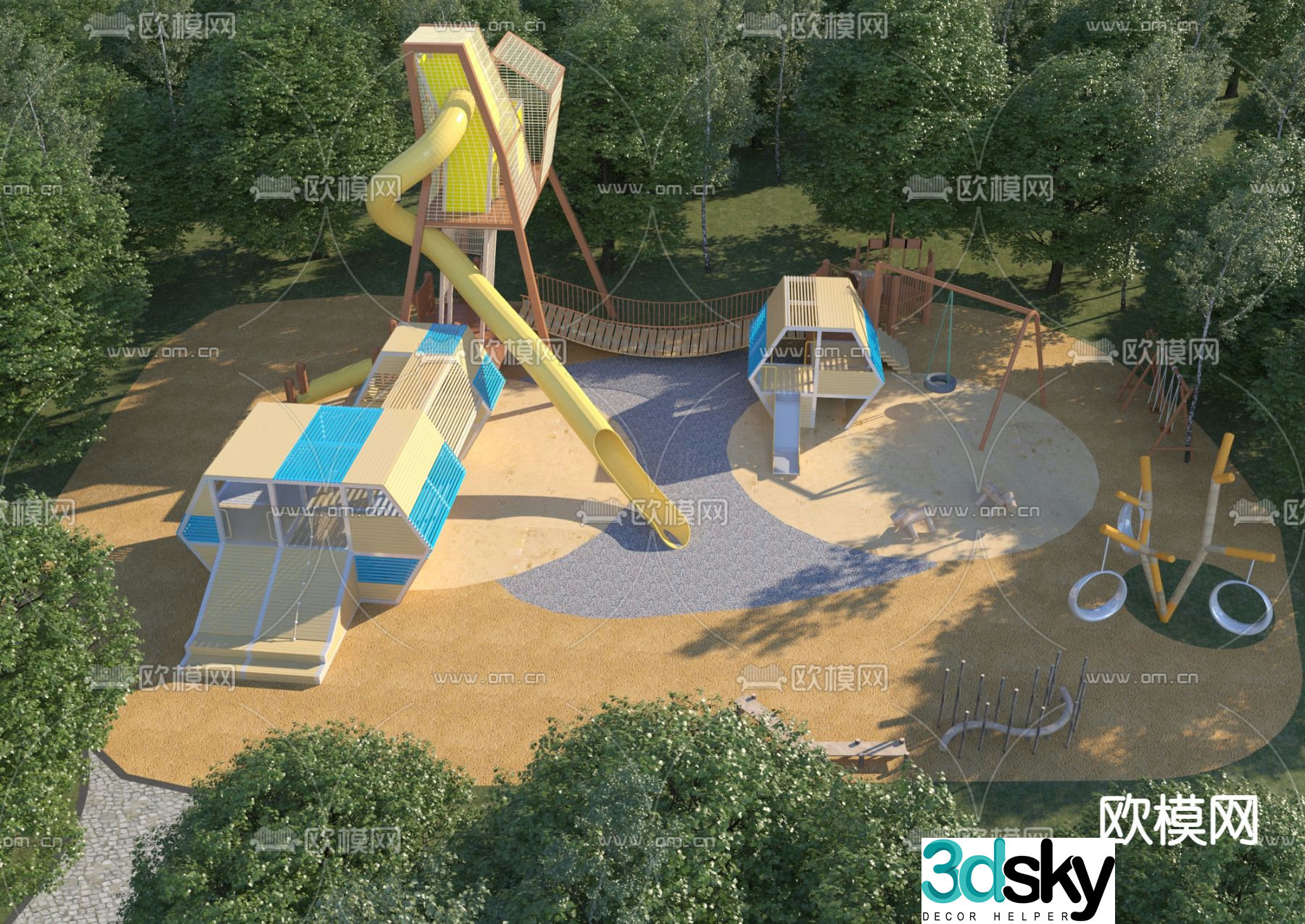 Outdoor children's playground amusement equipment 3d model