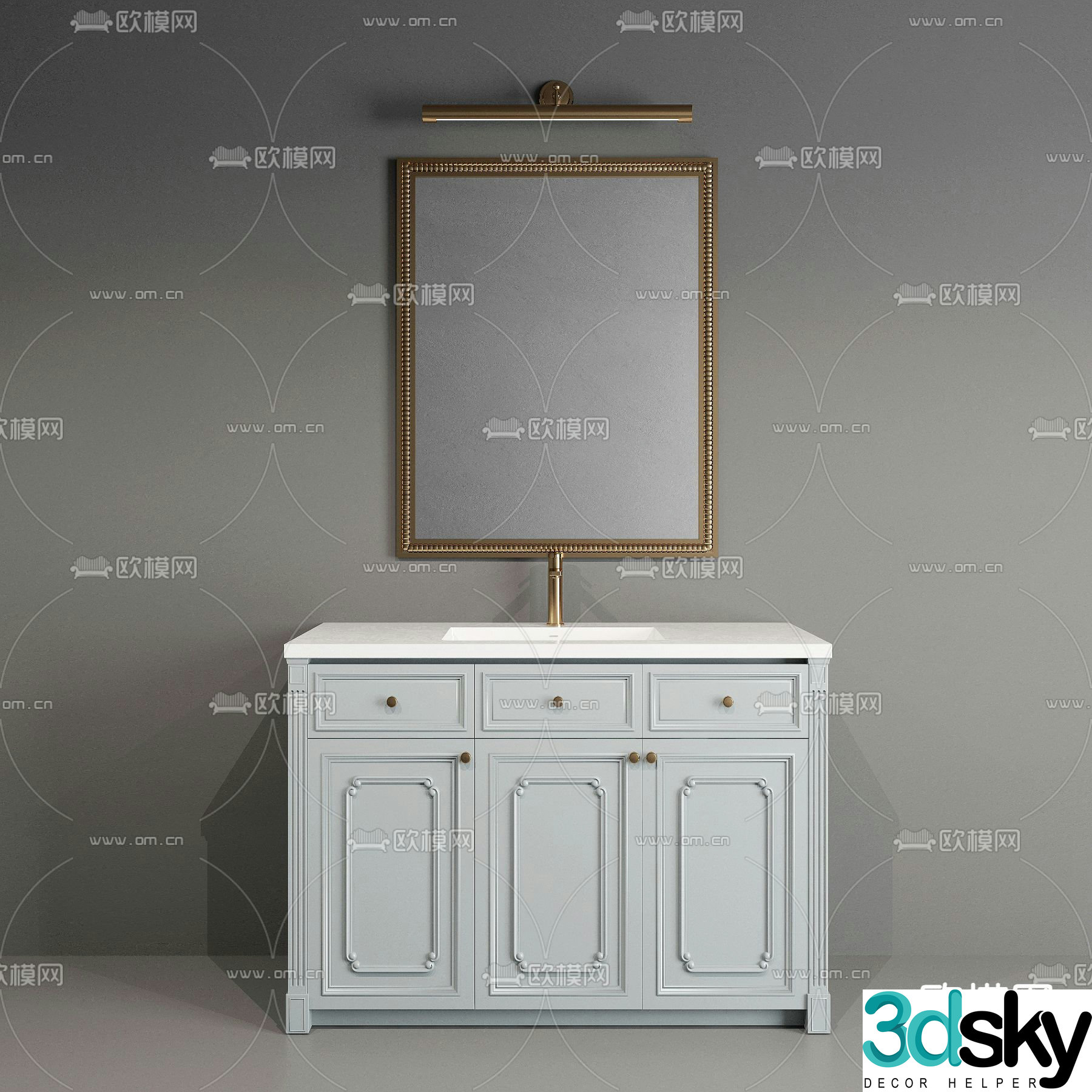 Simple European bathroom cabinet sink 3D model