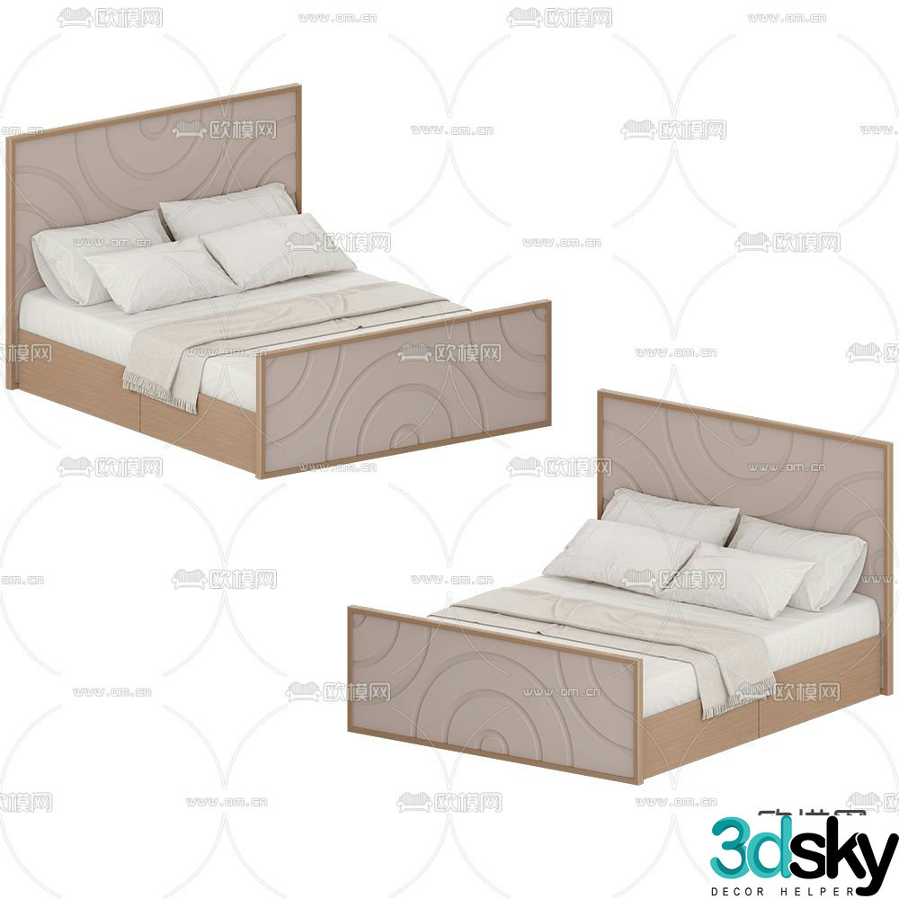 ODINGENIY neoclassical double bed 3d model