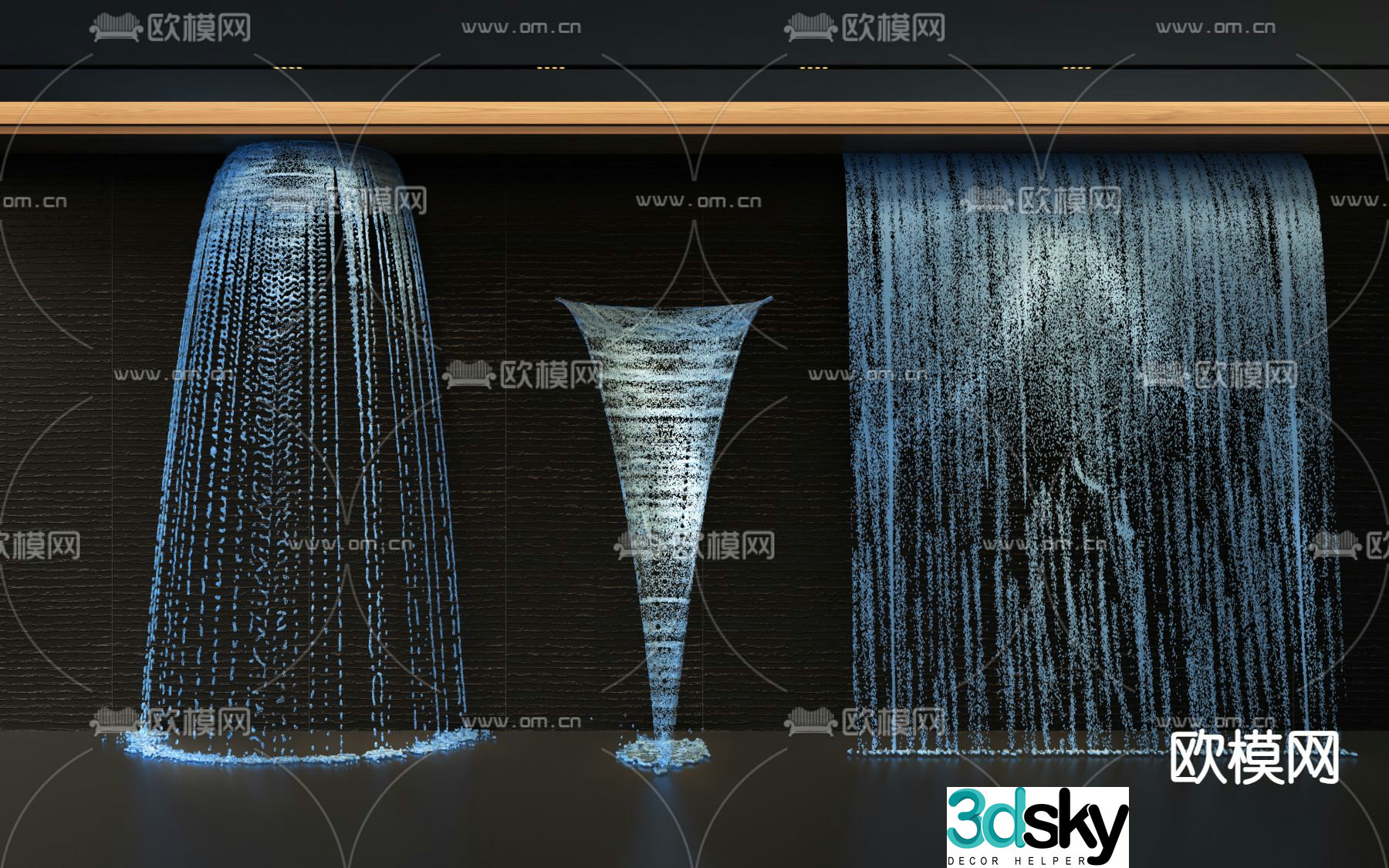 Waterfall water curtain wall fountain 3D model