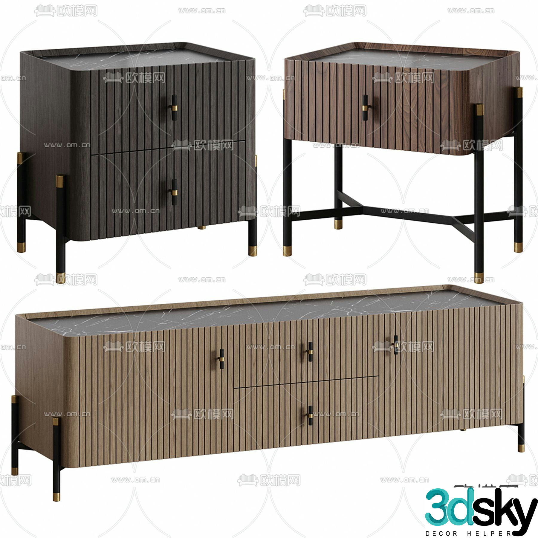 Simple bedside table TV cabinet 3d model