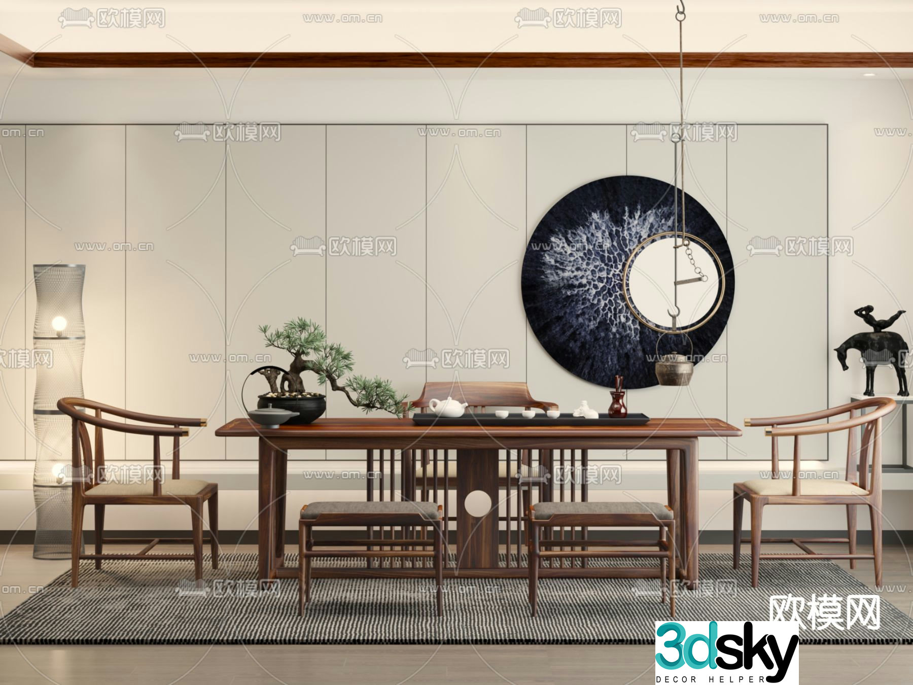 New Chinese style tea table tea table 3d model