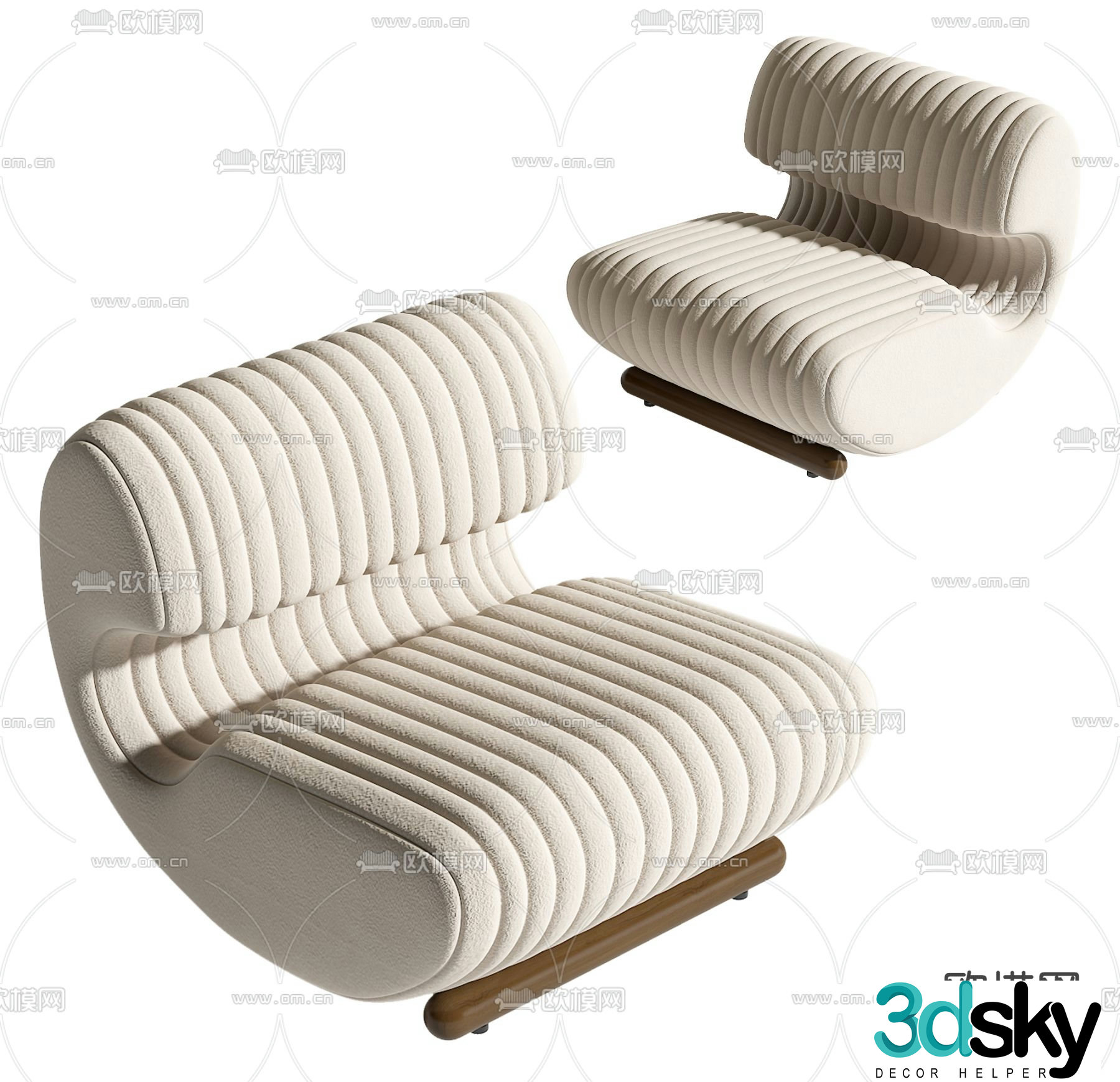 Single sofa upholstered sofa 3d model