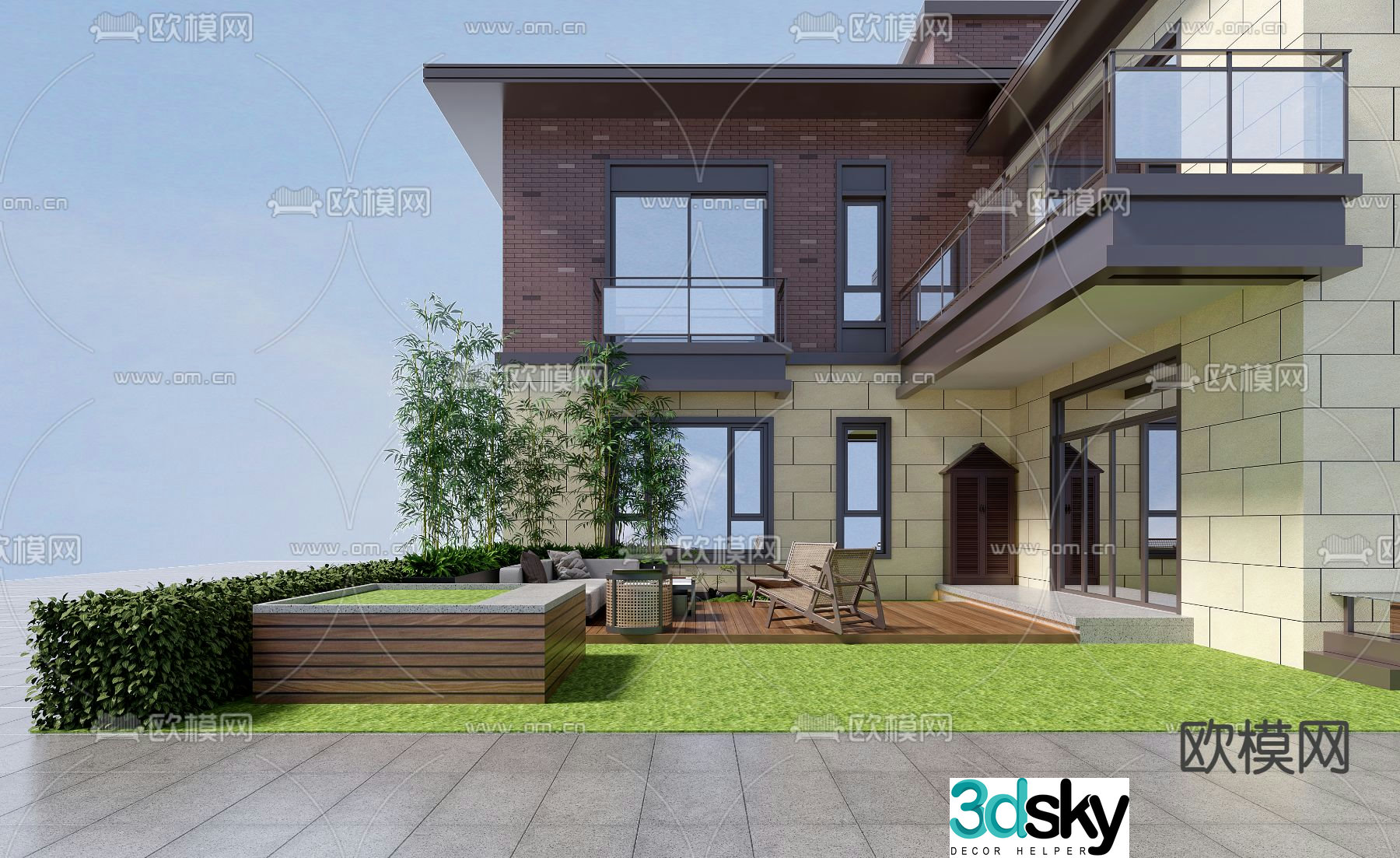Villa courtyard garden 3d model