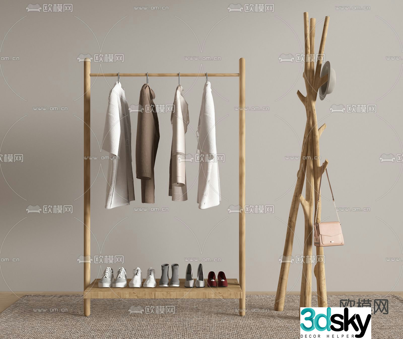 Wasabi wind hanging clothes hanger clothes 3d model