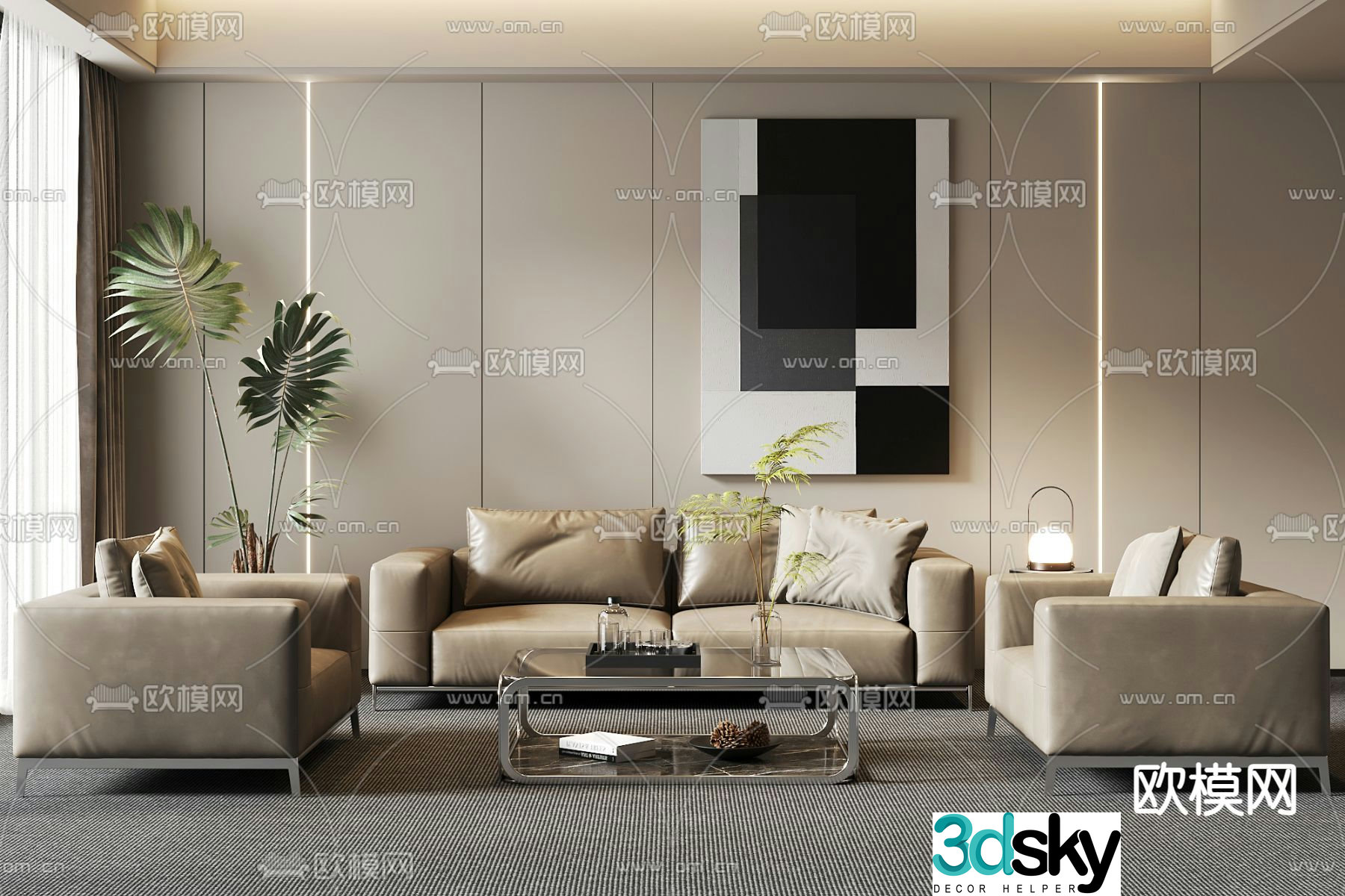 Office sofa modular sofa 3d model