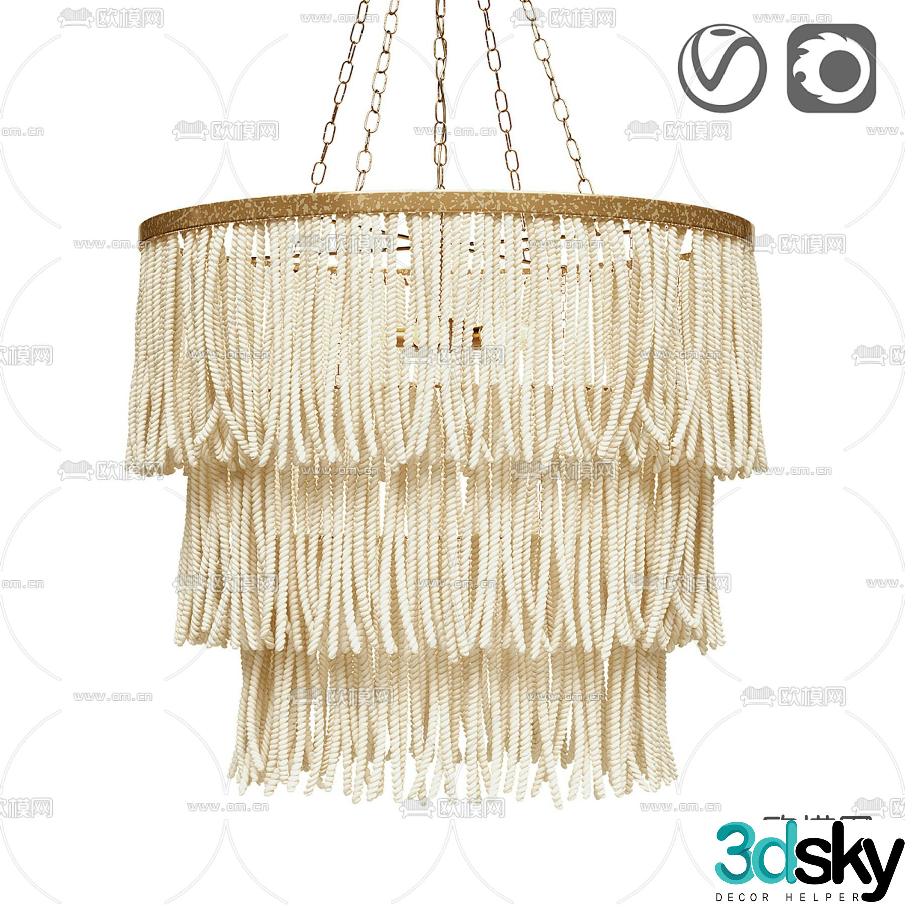 Wasabi fabric chandelier 3d model