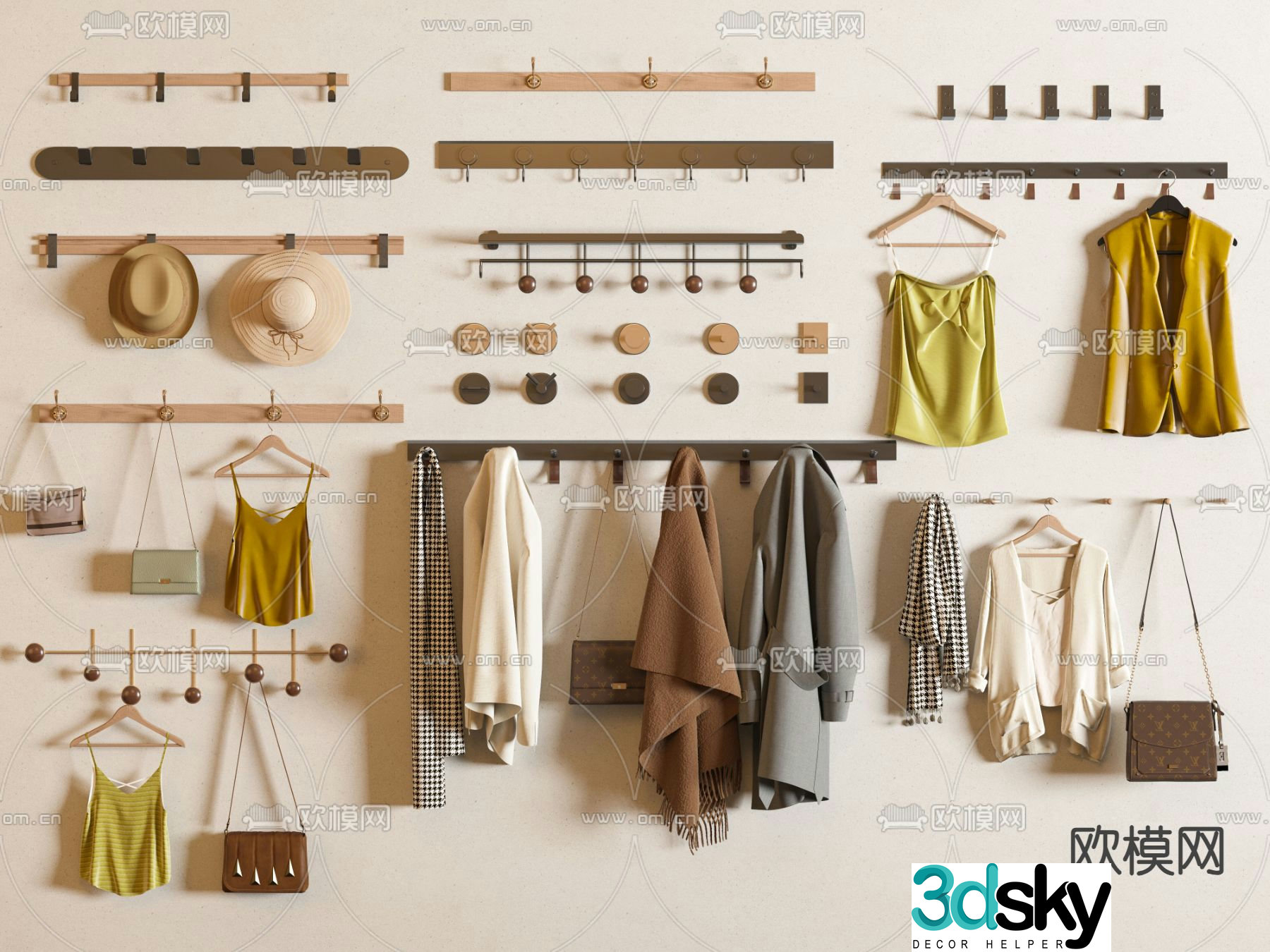 coat hook wall hanger clothes 3d model