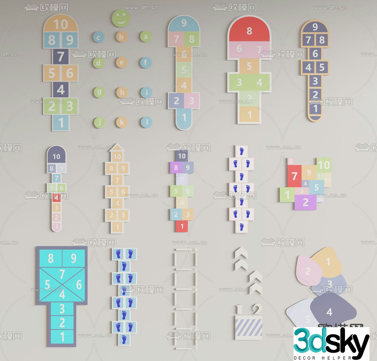 Children’s floor stickers cartoon stickers 3d model