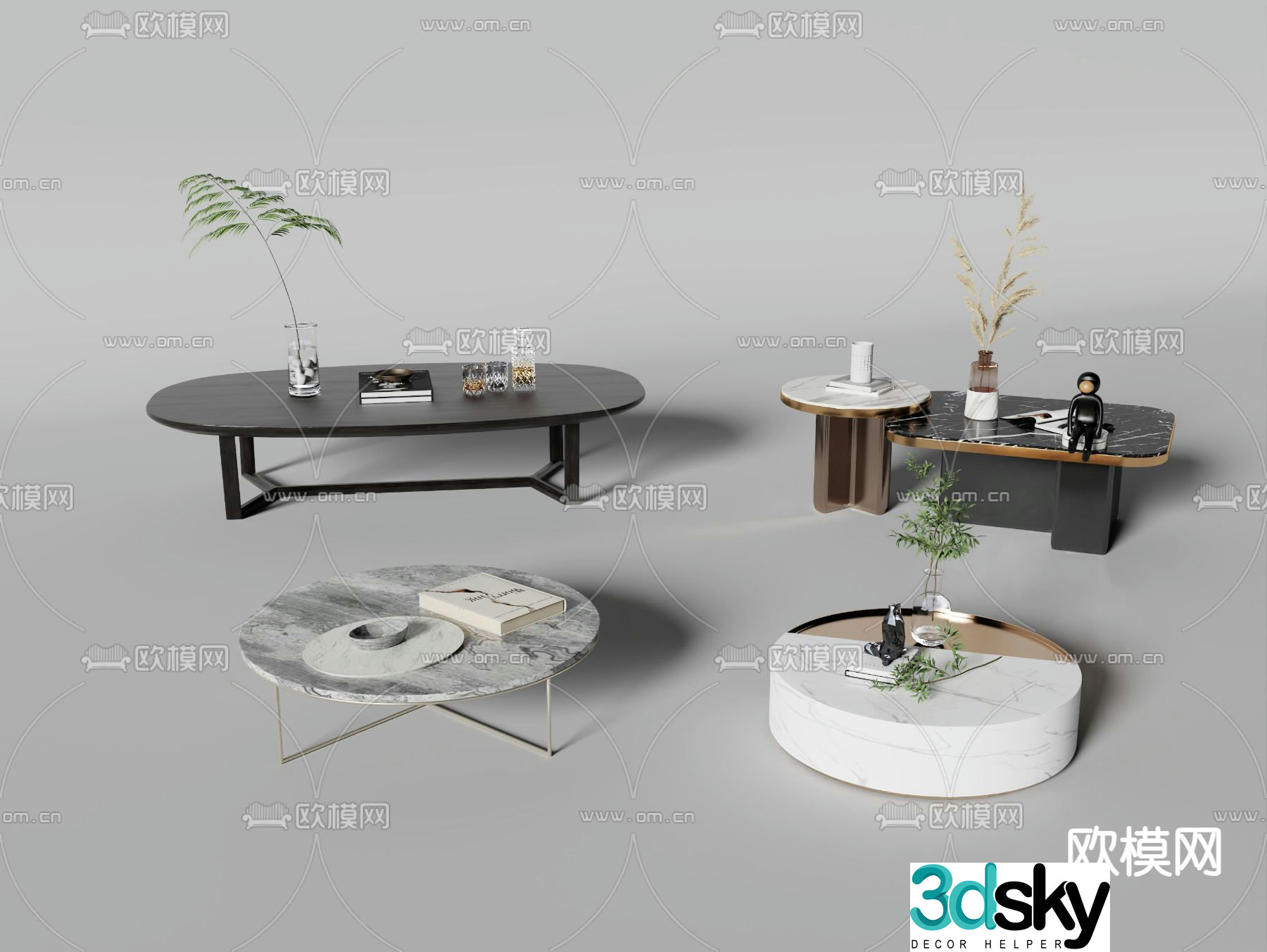 Light luxury coffee table side table 3D model
