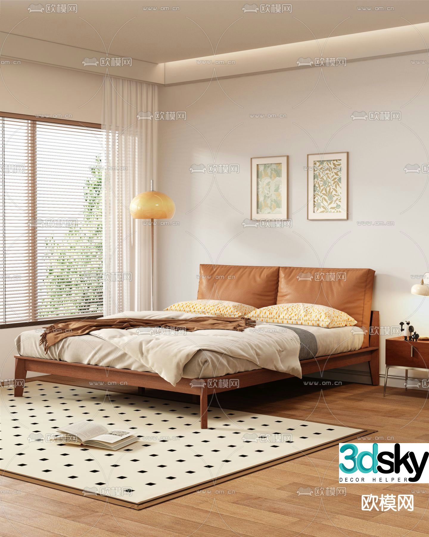 Nordic double bed 3d model