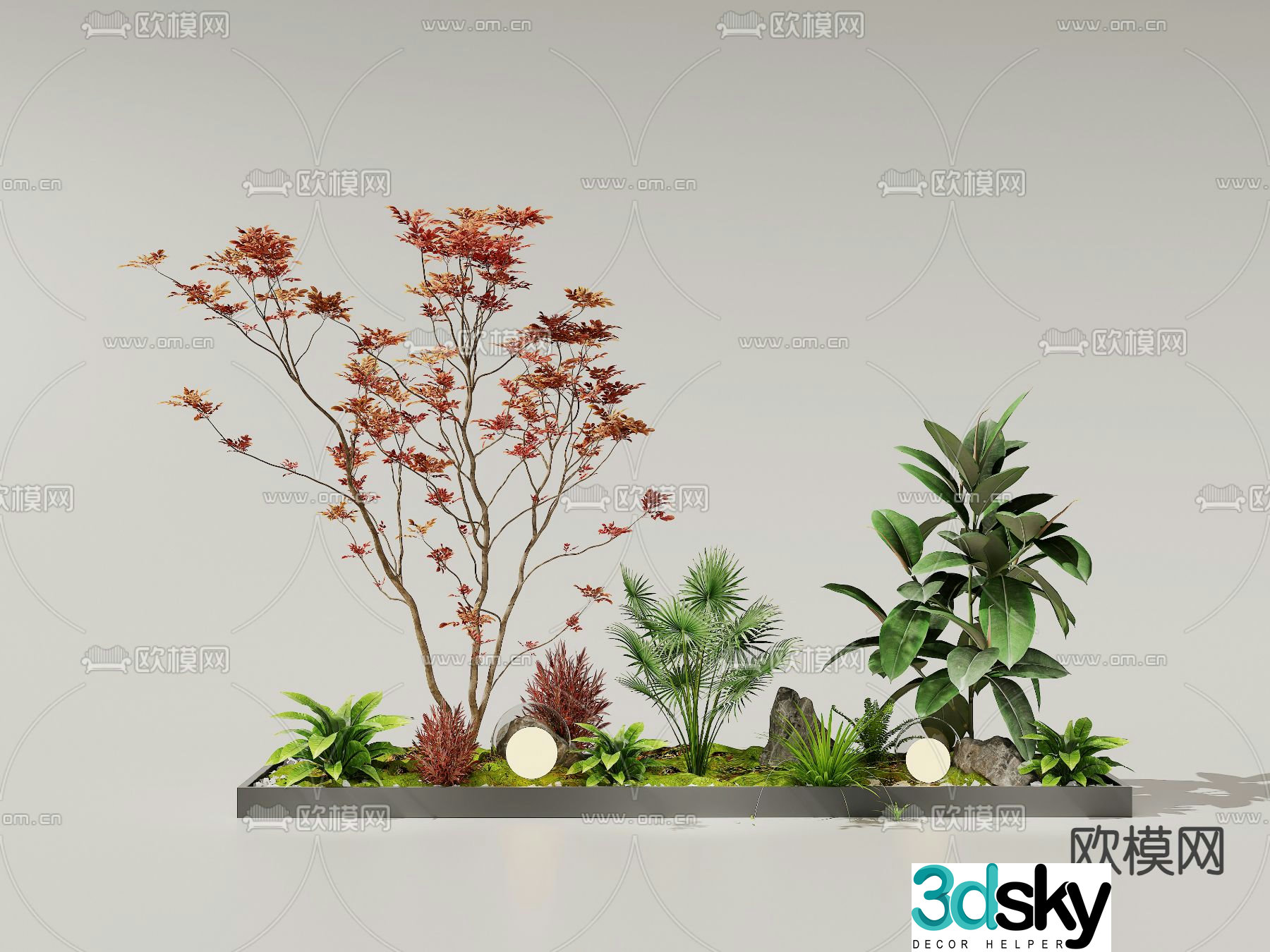 Garden sketch plant pile maple 3D model