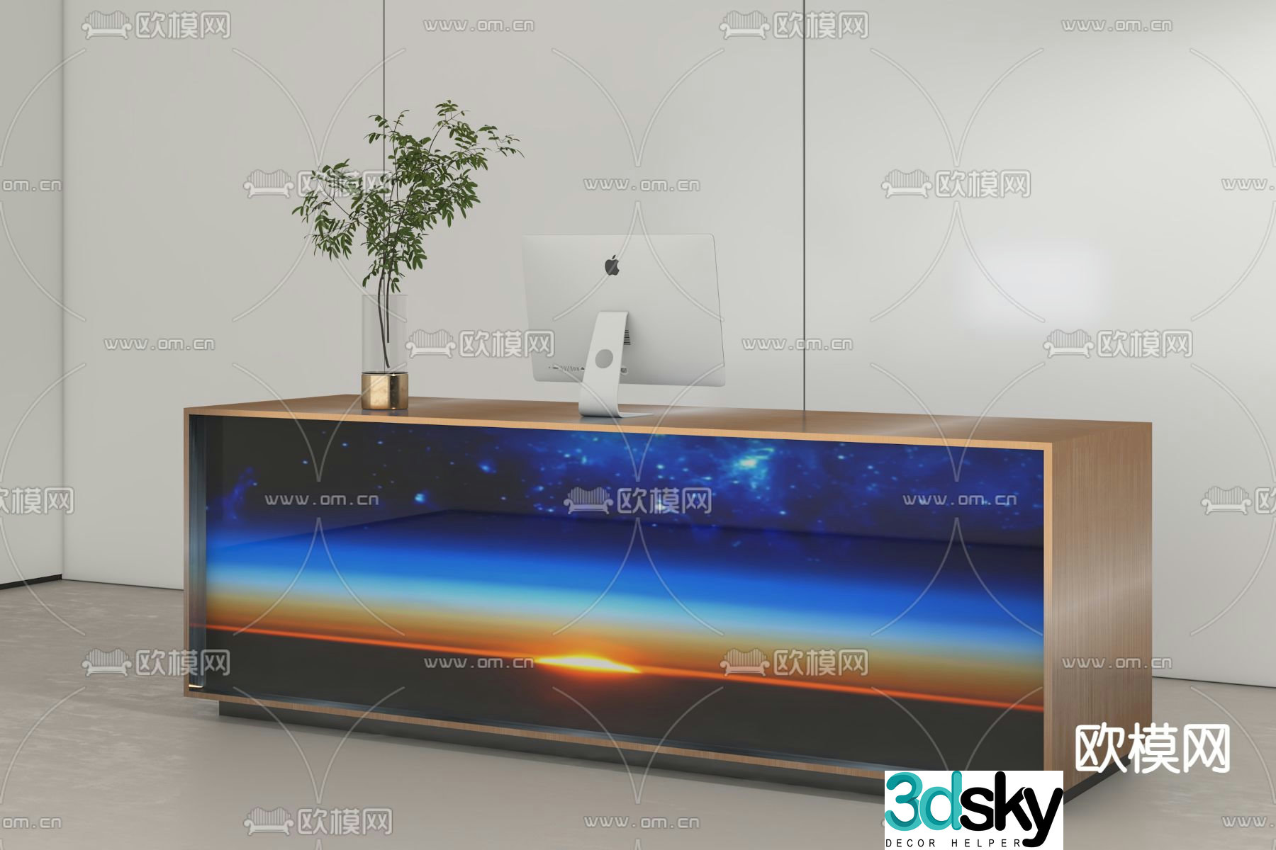 Modern front desk 3d model