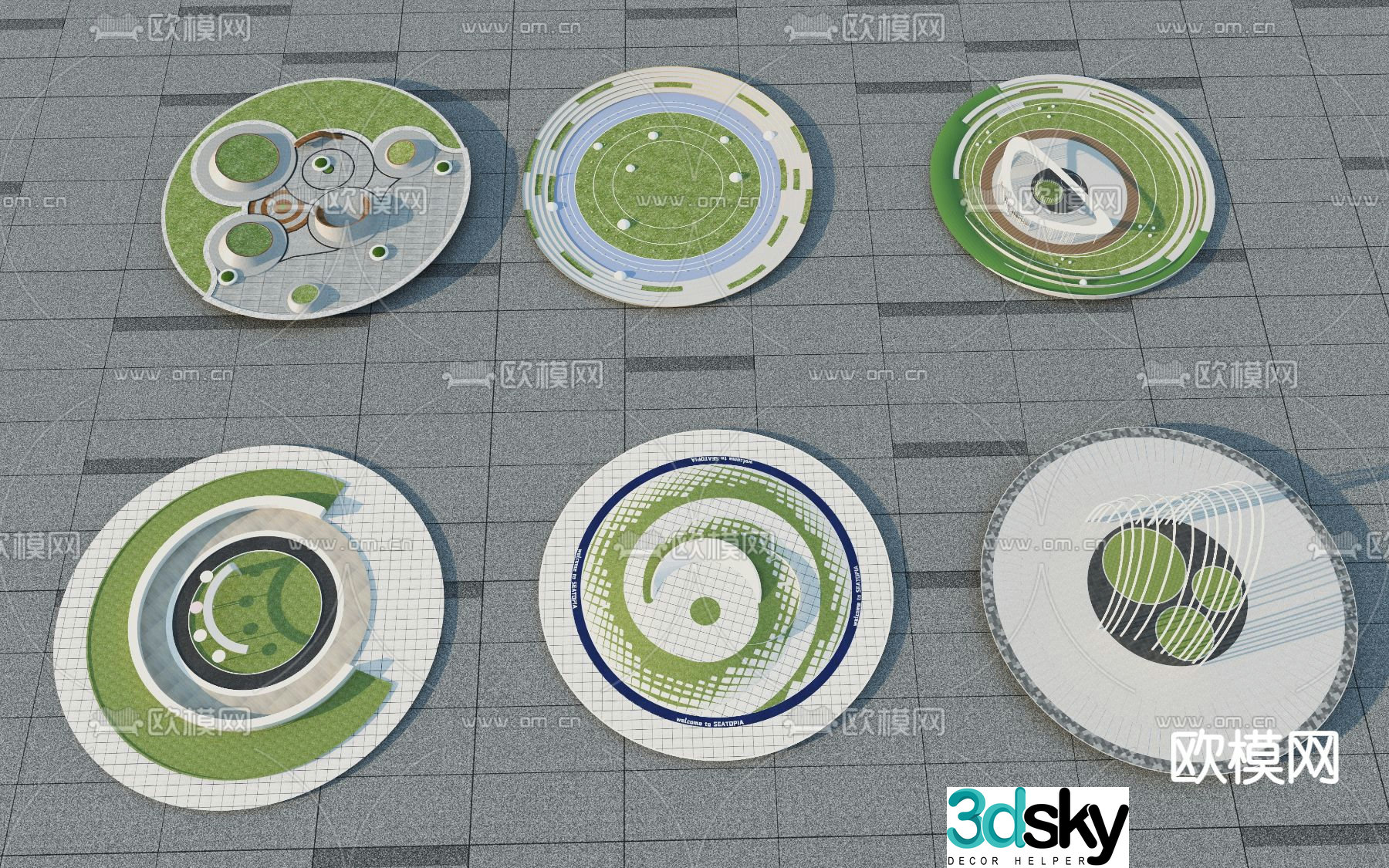 Circular Square Landscape Circular Activity Venue 3D Model