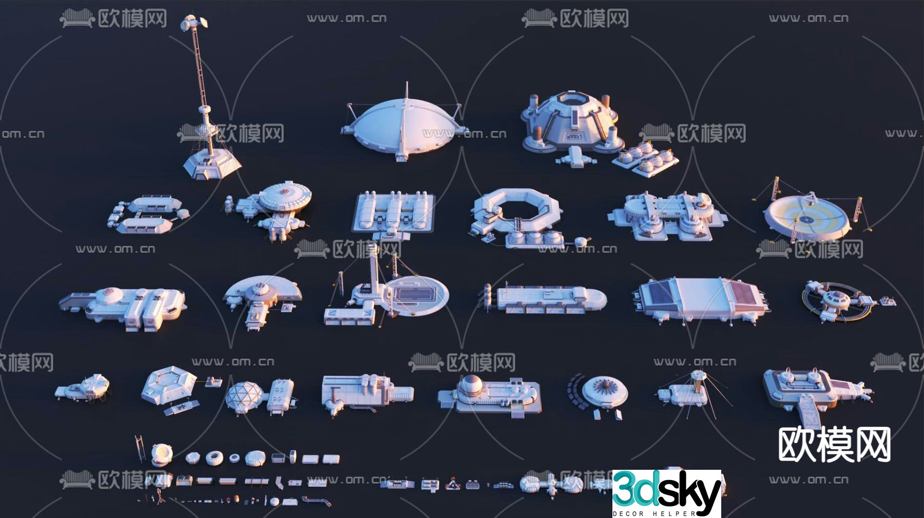 Sci-fi base alien colony base 3d model