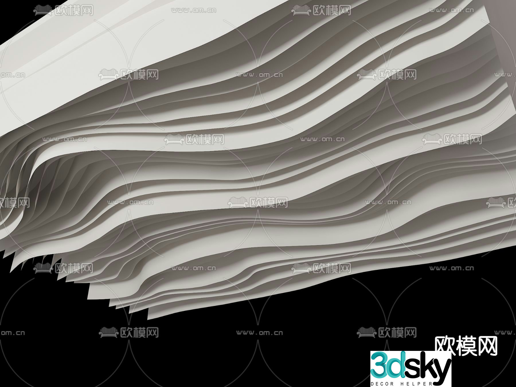 French textured paper ceiling 3d model