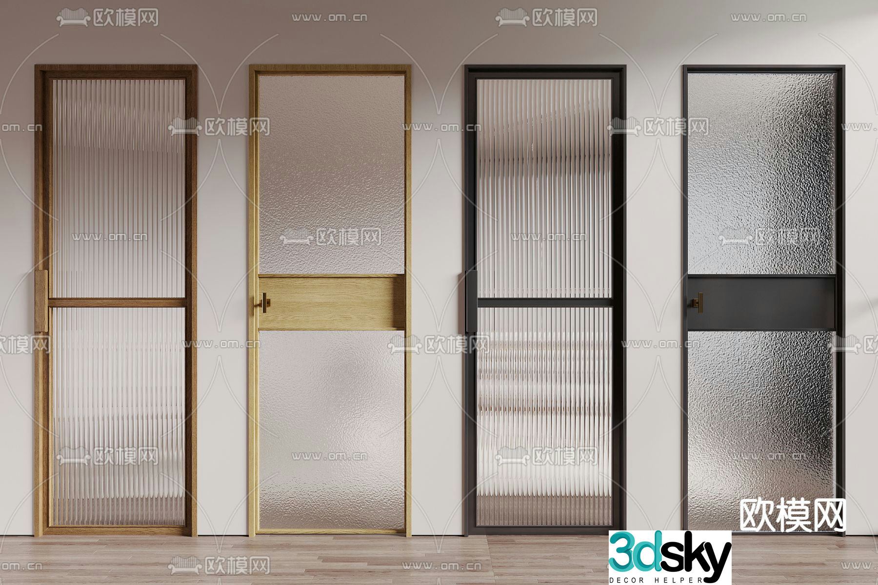 Bathroom door kitchen door Changhong glass door 3d model