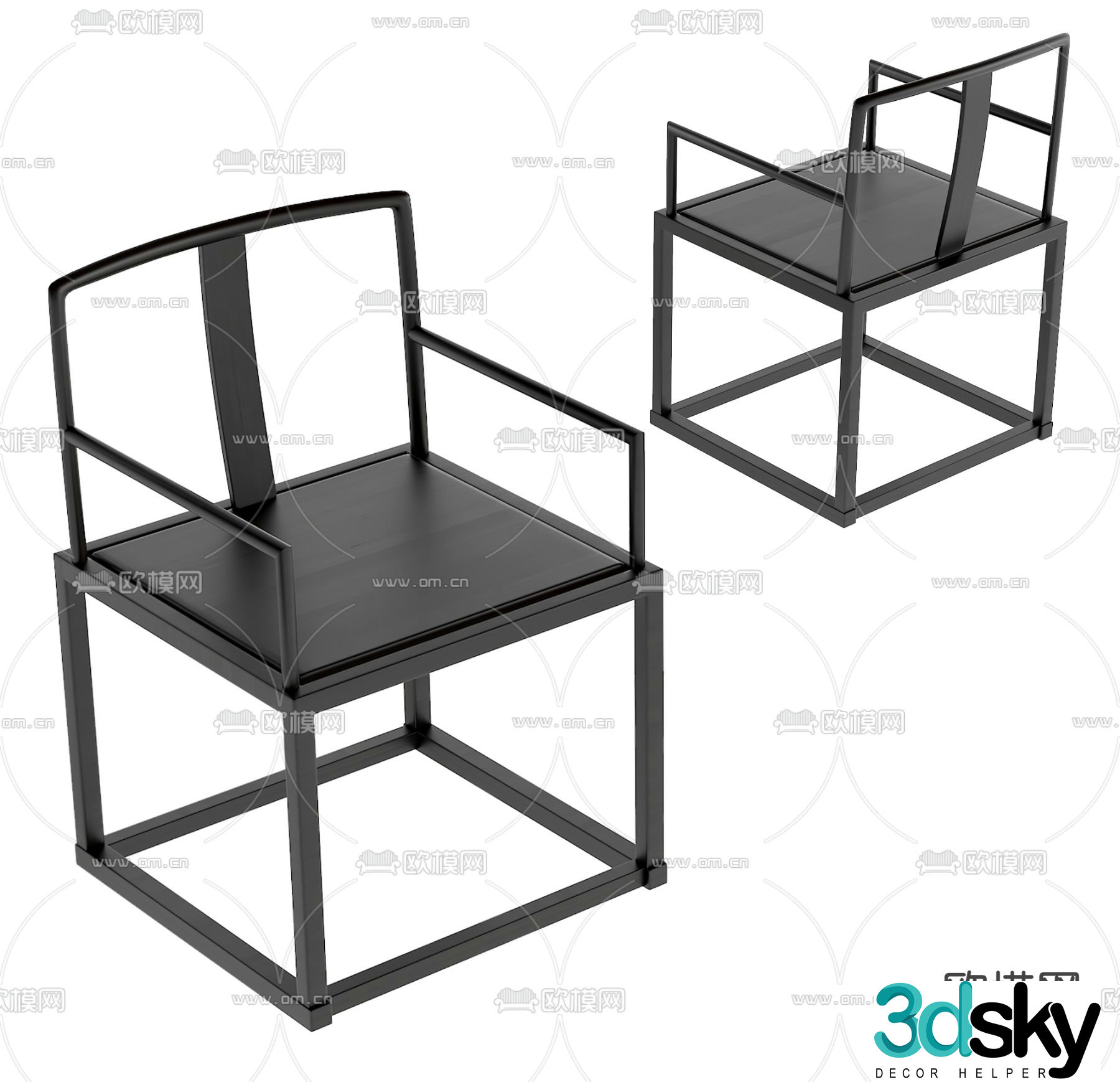 New Chinese style chair Taishi chair 3d model