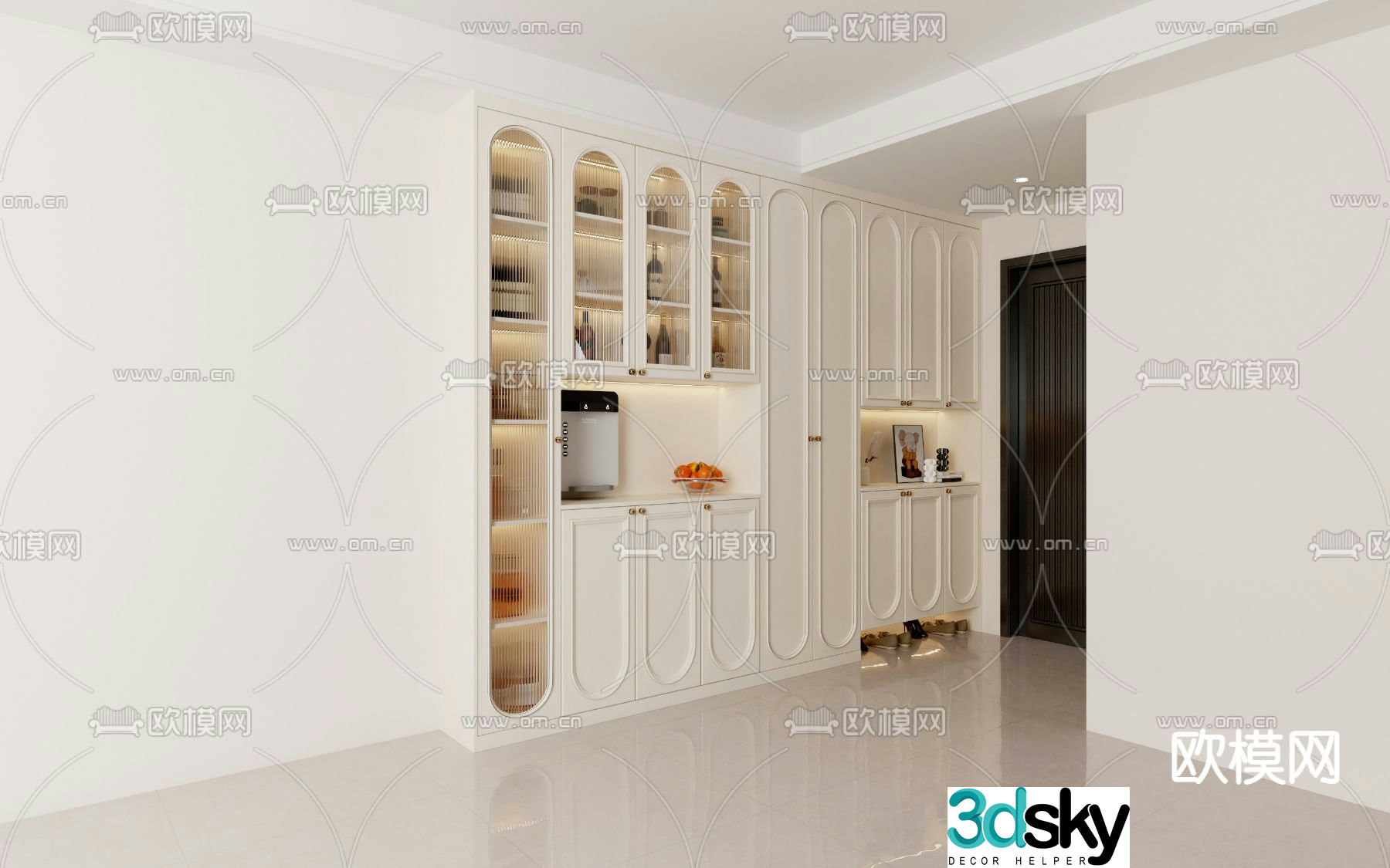 French entryway shoe cabinet 3d model