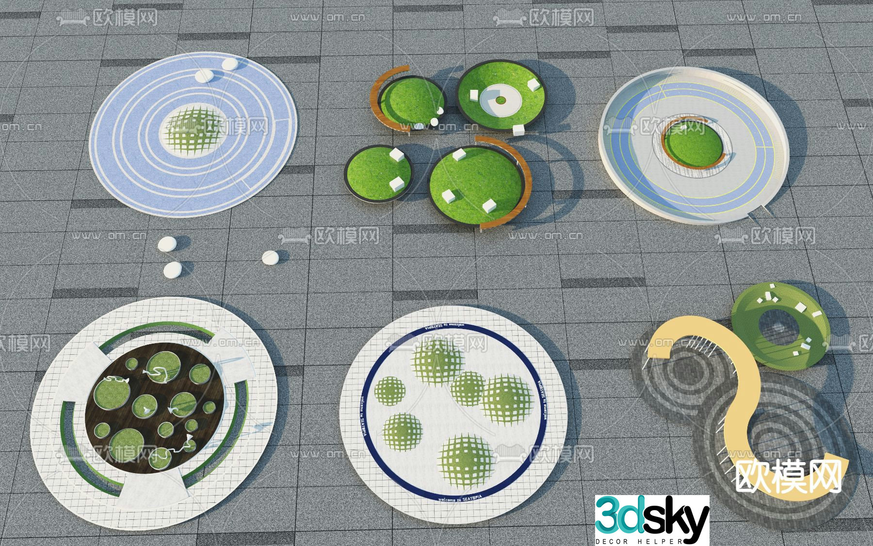 Circular Square Landscape Circular Activity Venue 3D Model