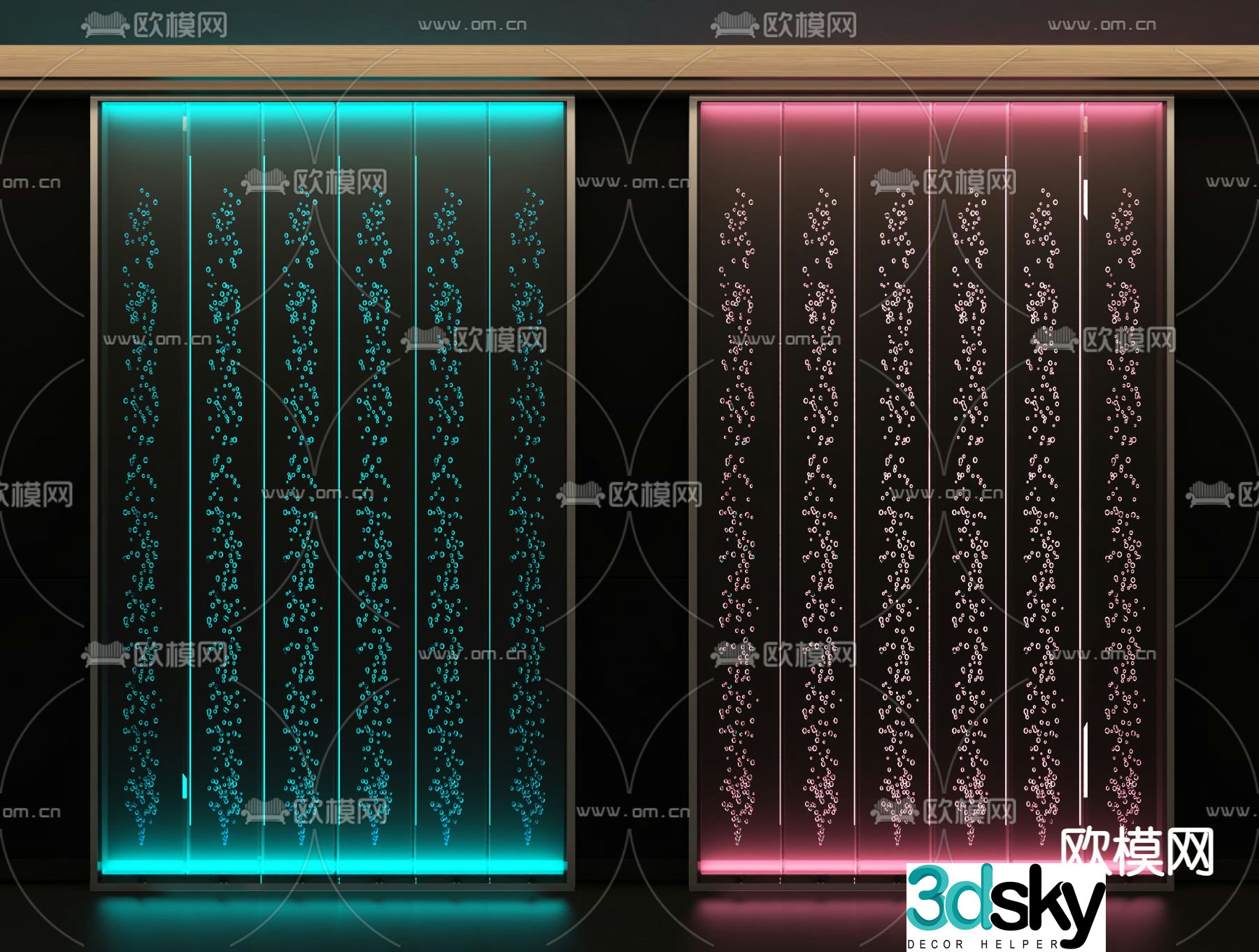 Modern bubble water curtain wall partition 3d model