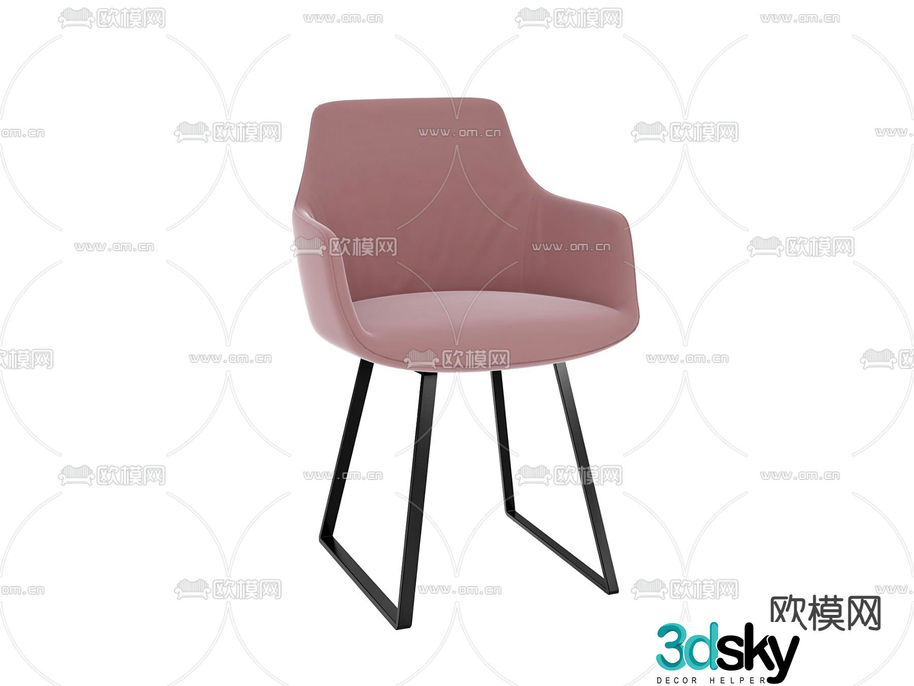 Pink chair dining chair 3d model