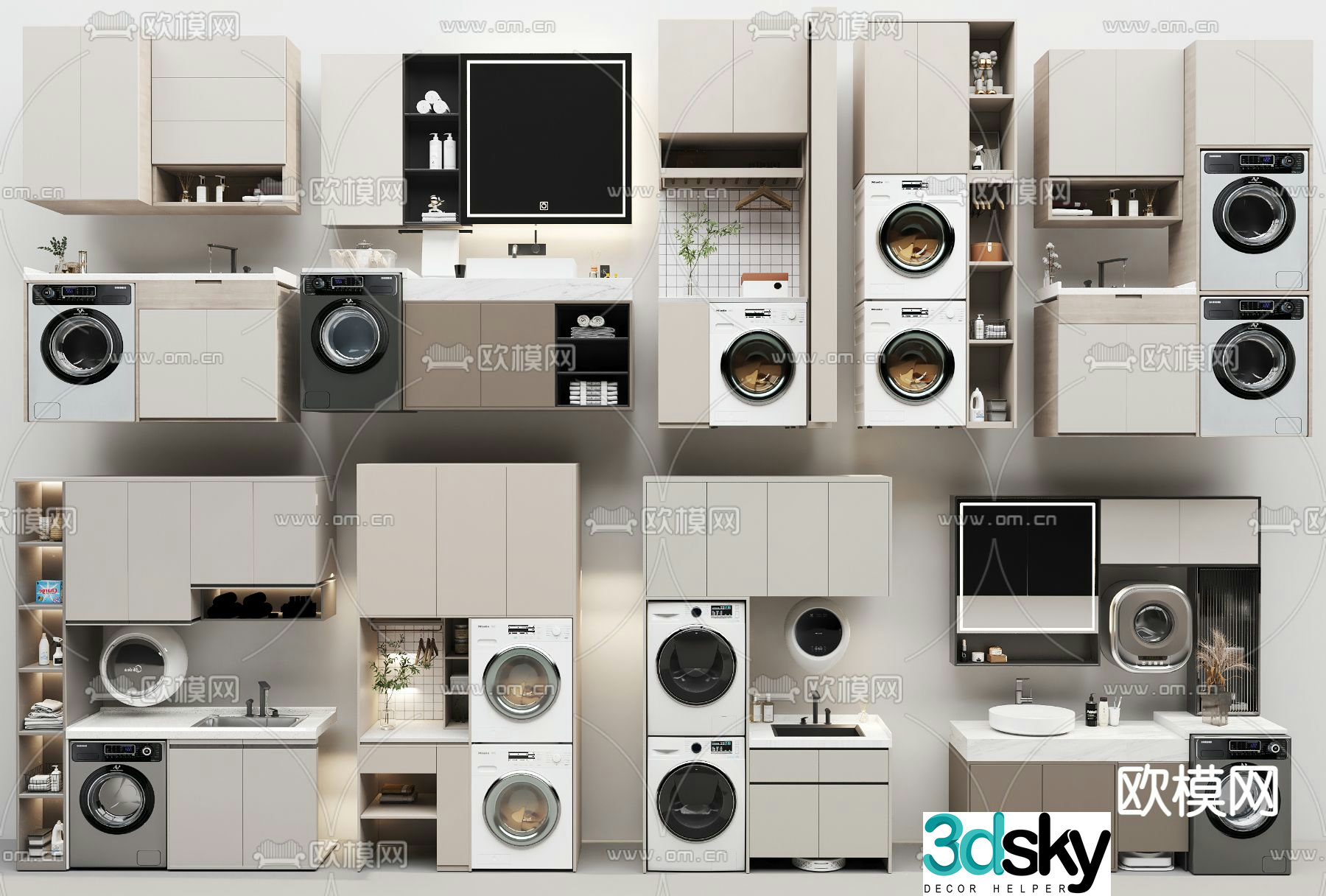 Balcony cabinet washing machine cabinet 3d model