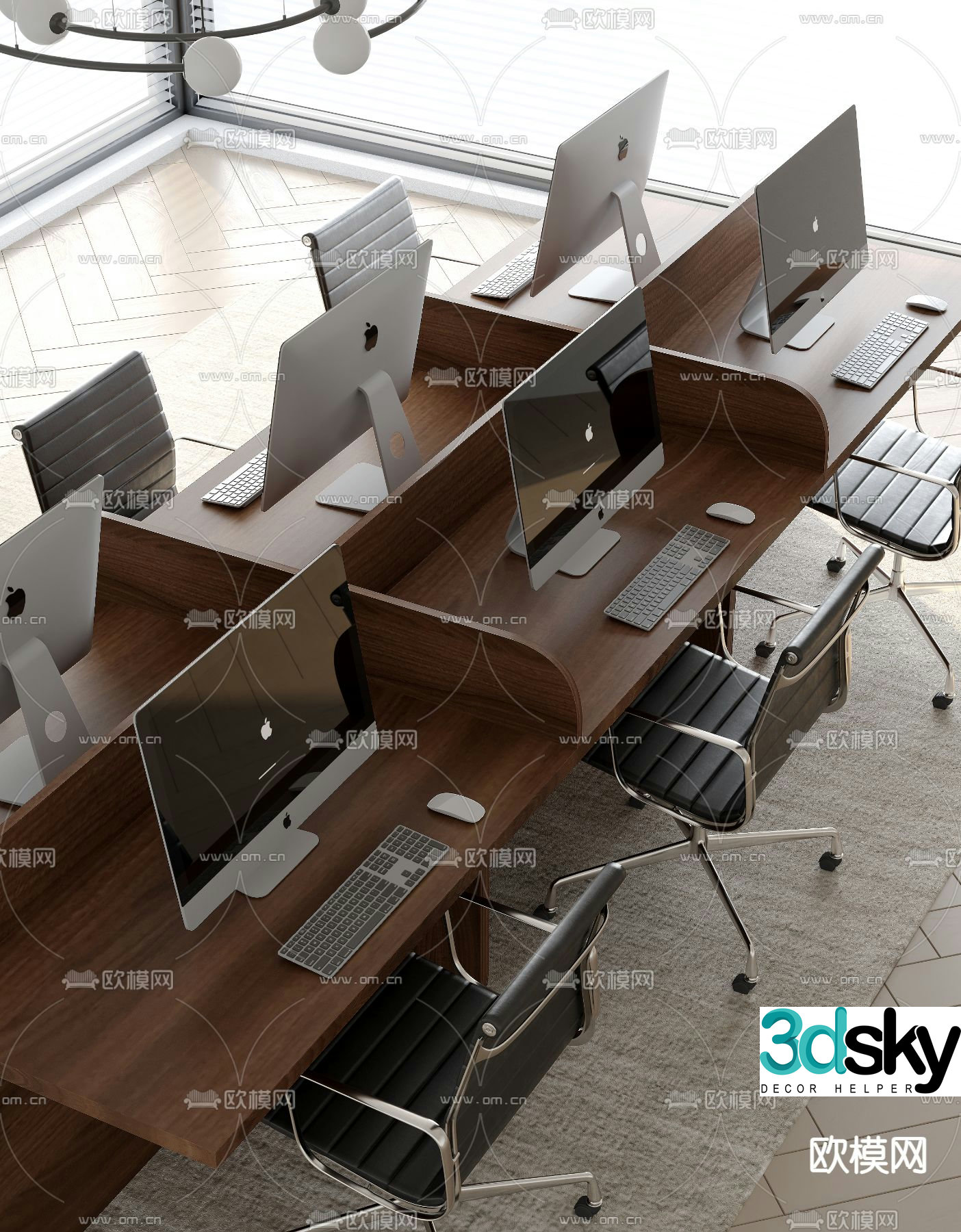 Card desk staff desk workstation 3D model