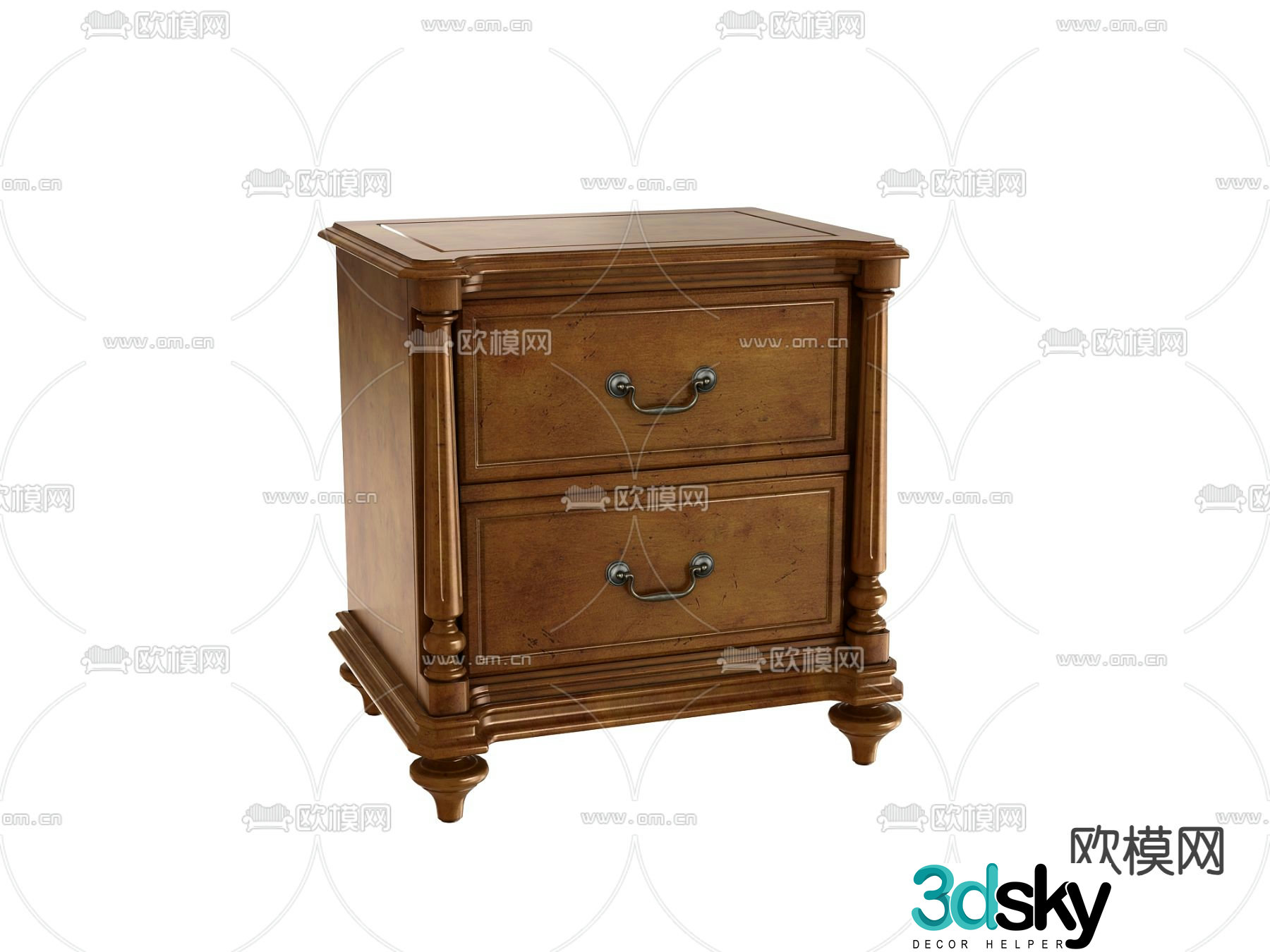 American bedside table 3d model