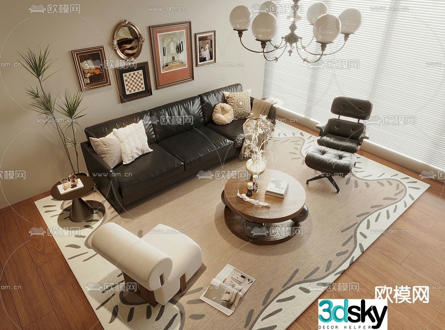 Medieval style modular sofa 3D model