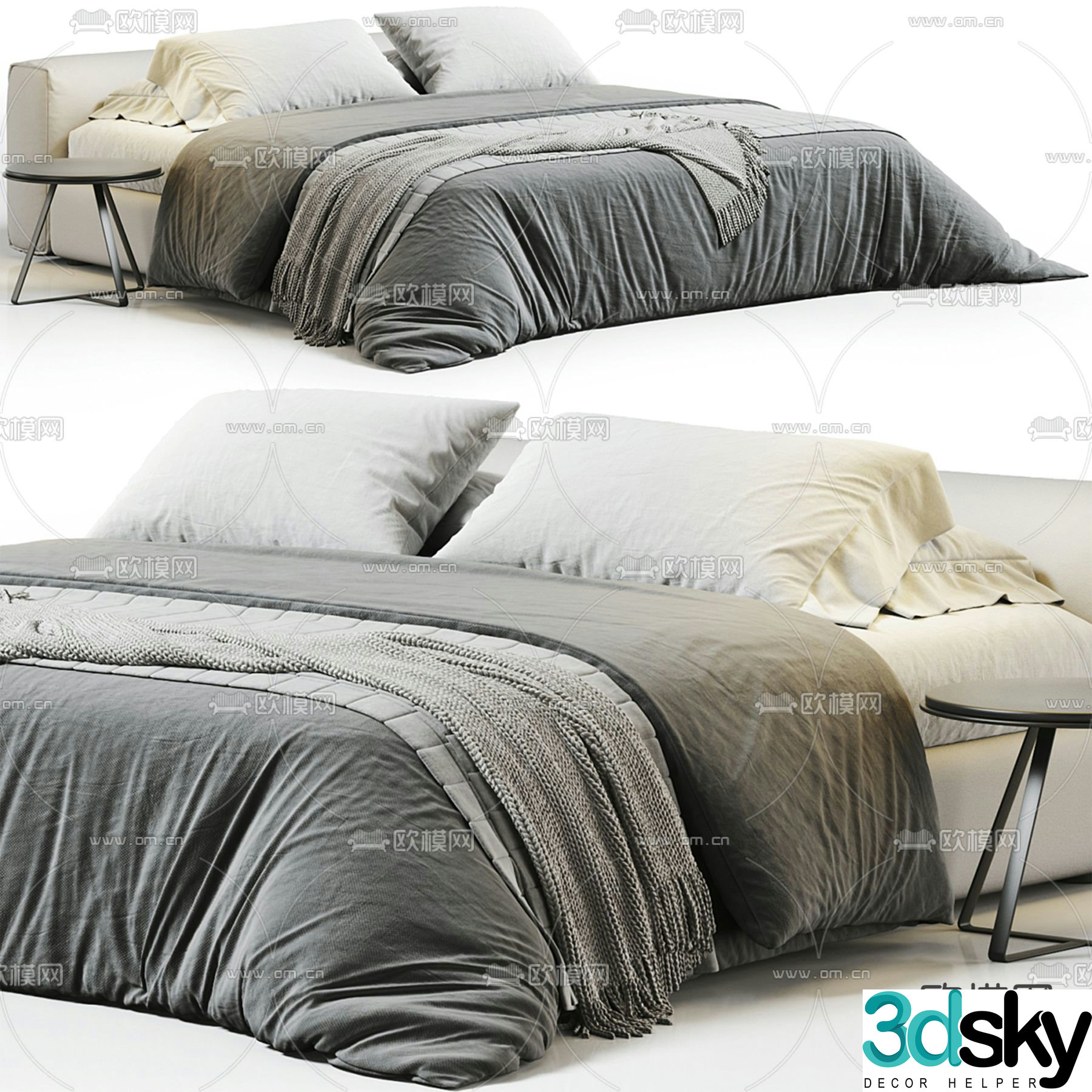 Rectangular double bed 3d model