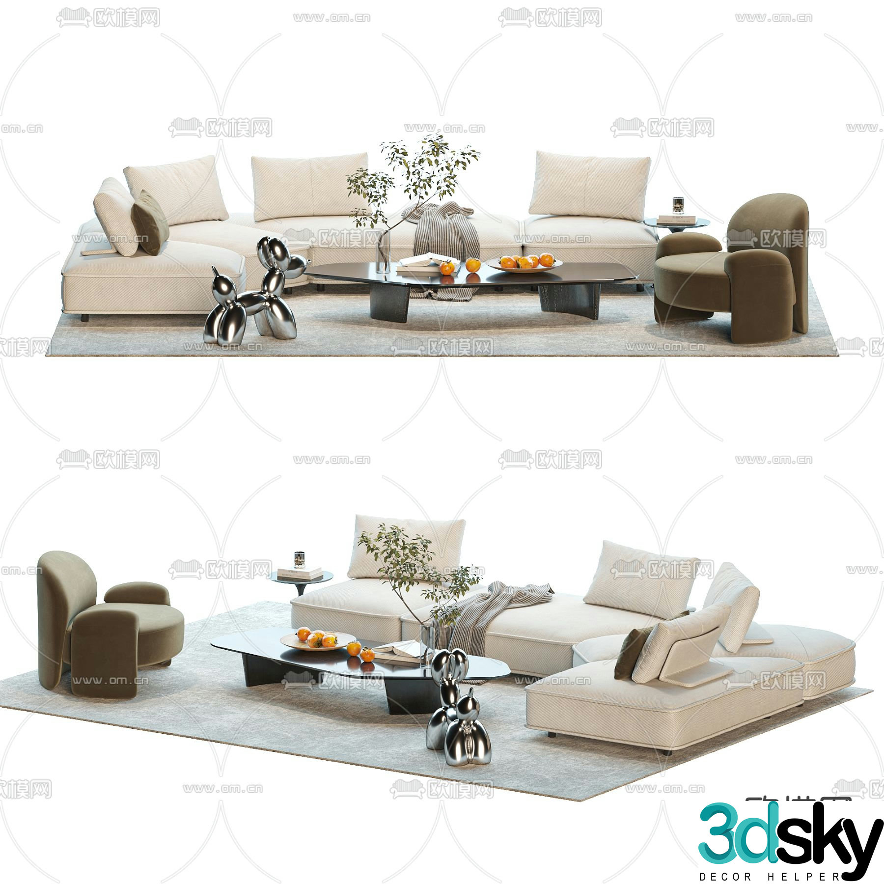Fabric modular sofa corner sofa 3d model