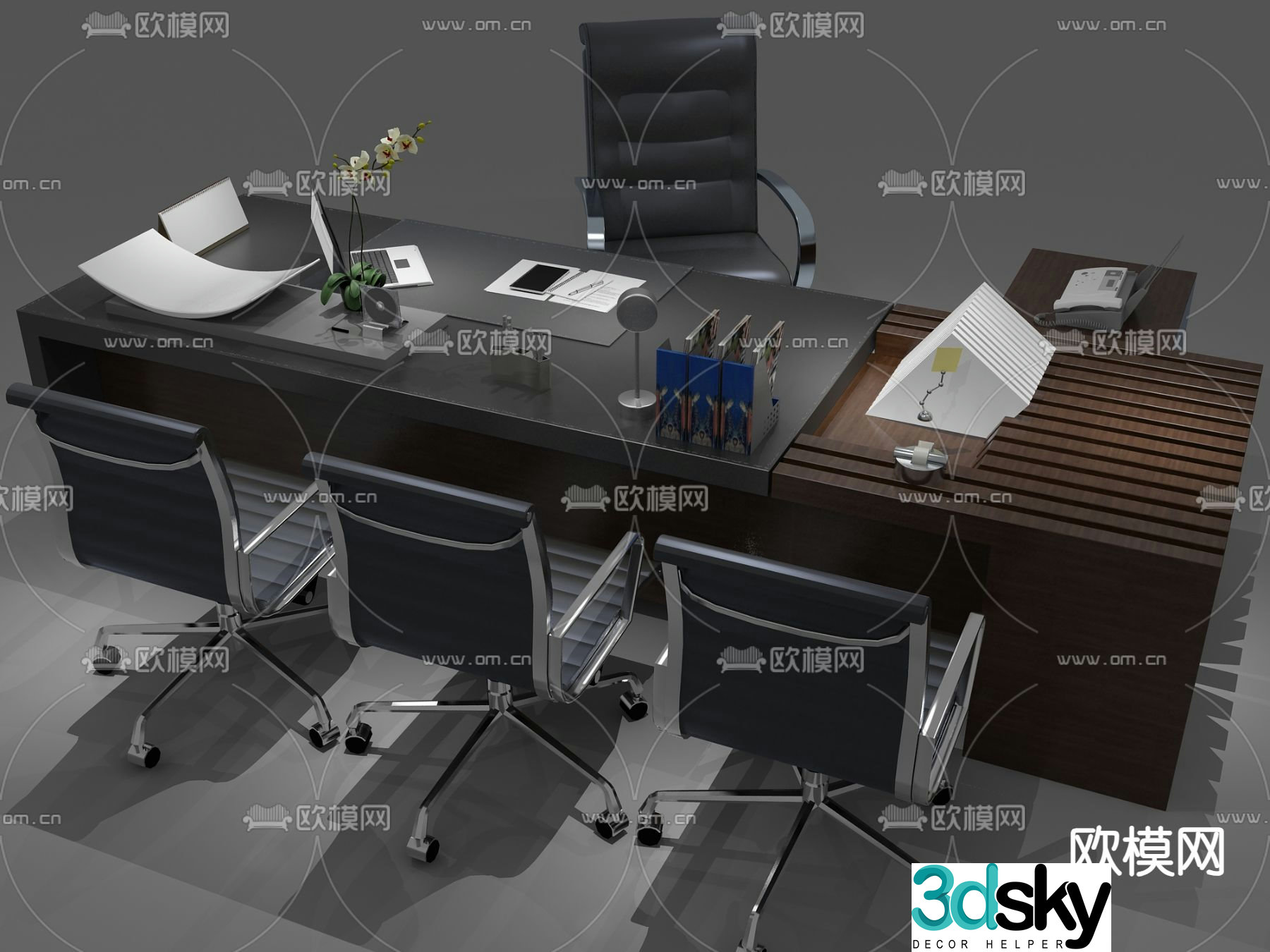 executive desk office chair office desk 3d model