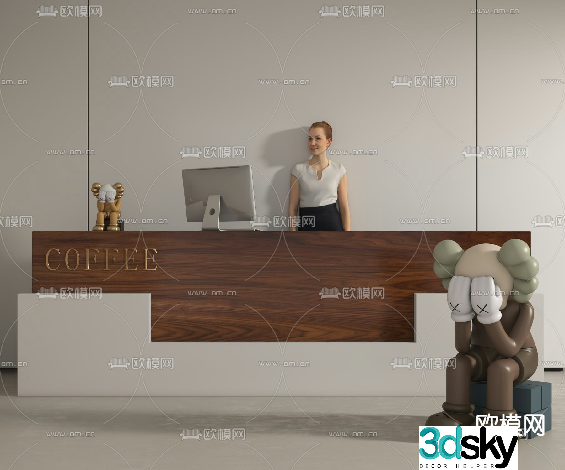 Office reception desk 3d model