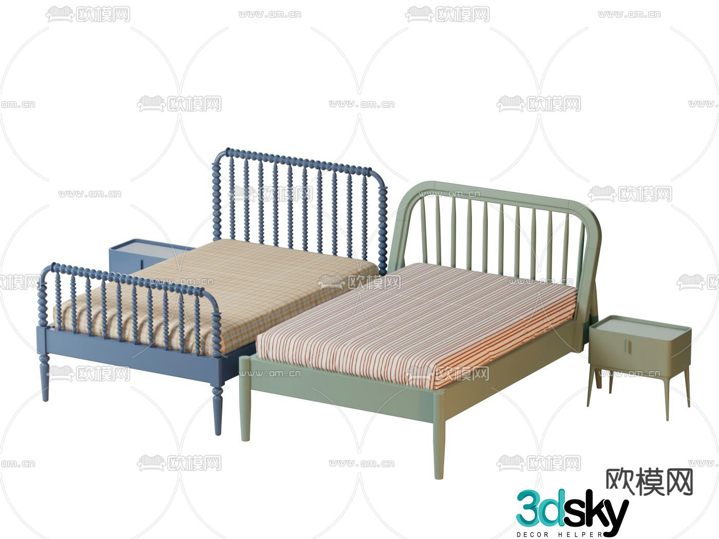 Iron single bed children’s bed 3d model