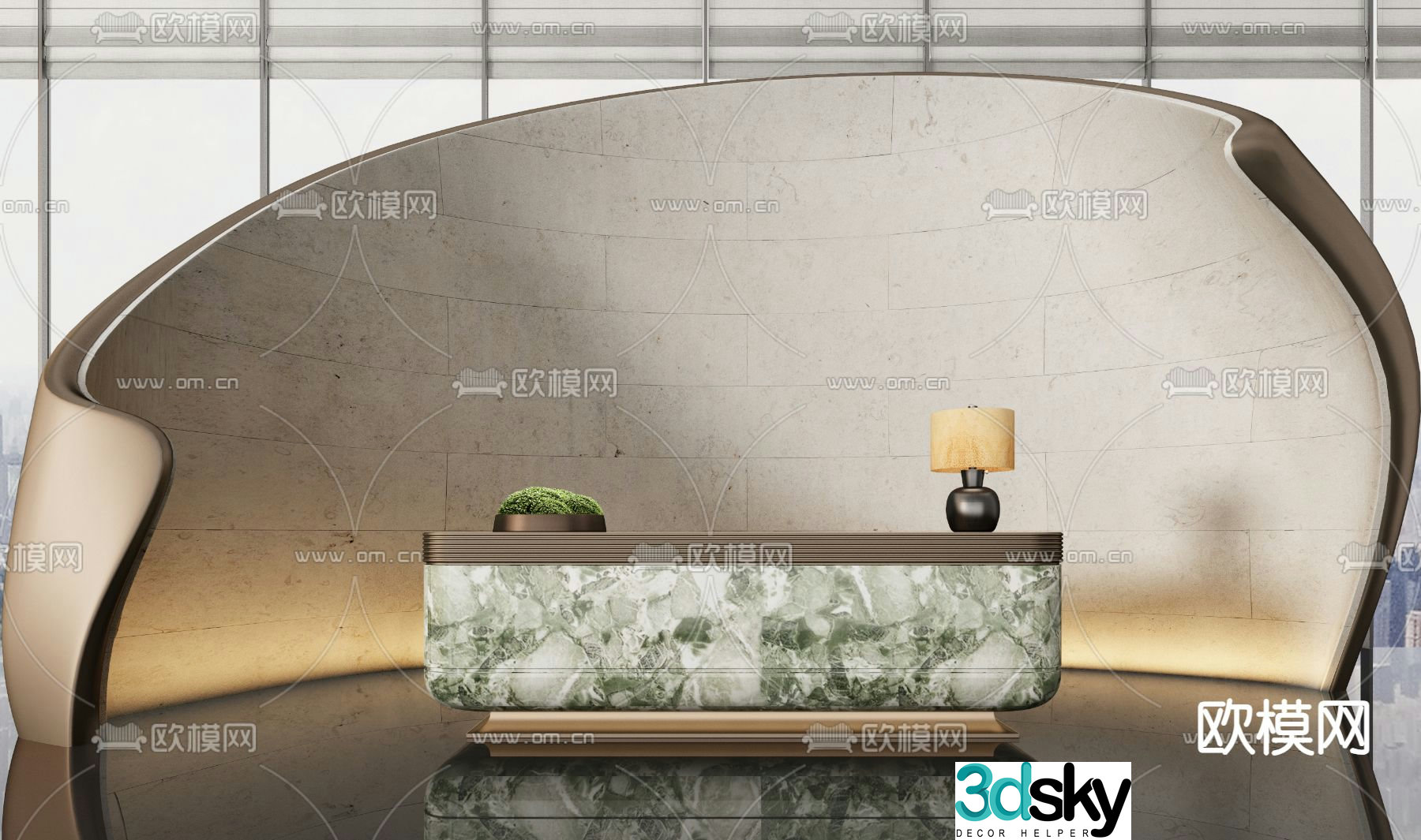 Modern front desk reception desk service desk 3d model