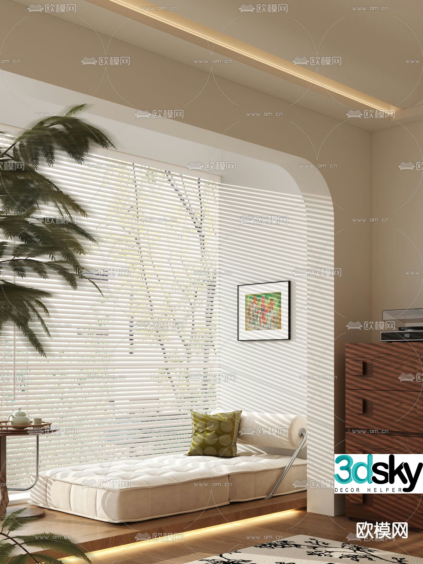 Cushion bay window cushion mattress 3d model