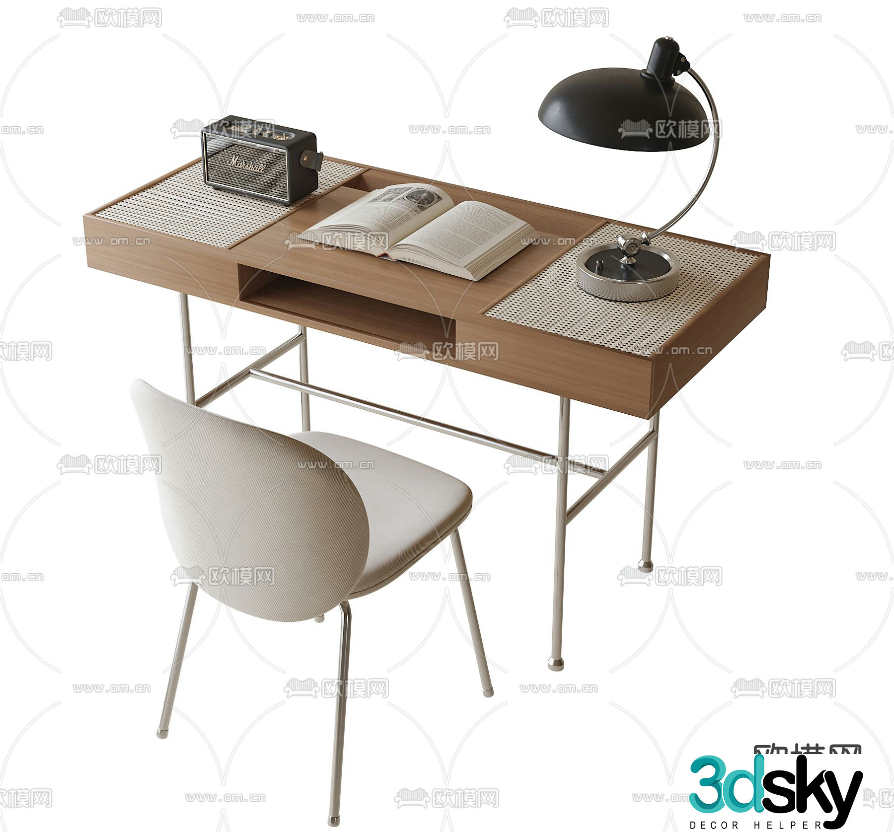 Modern desk chair writing desk 3d model