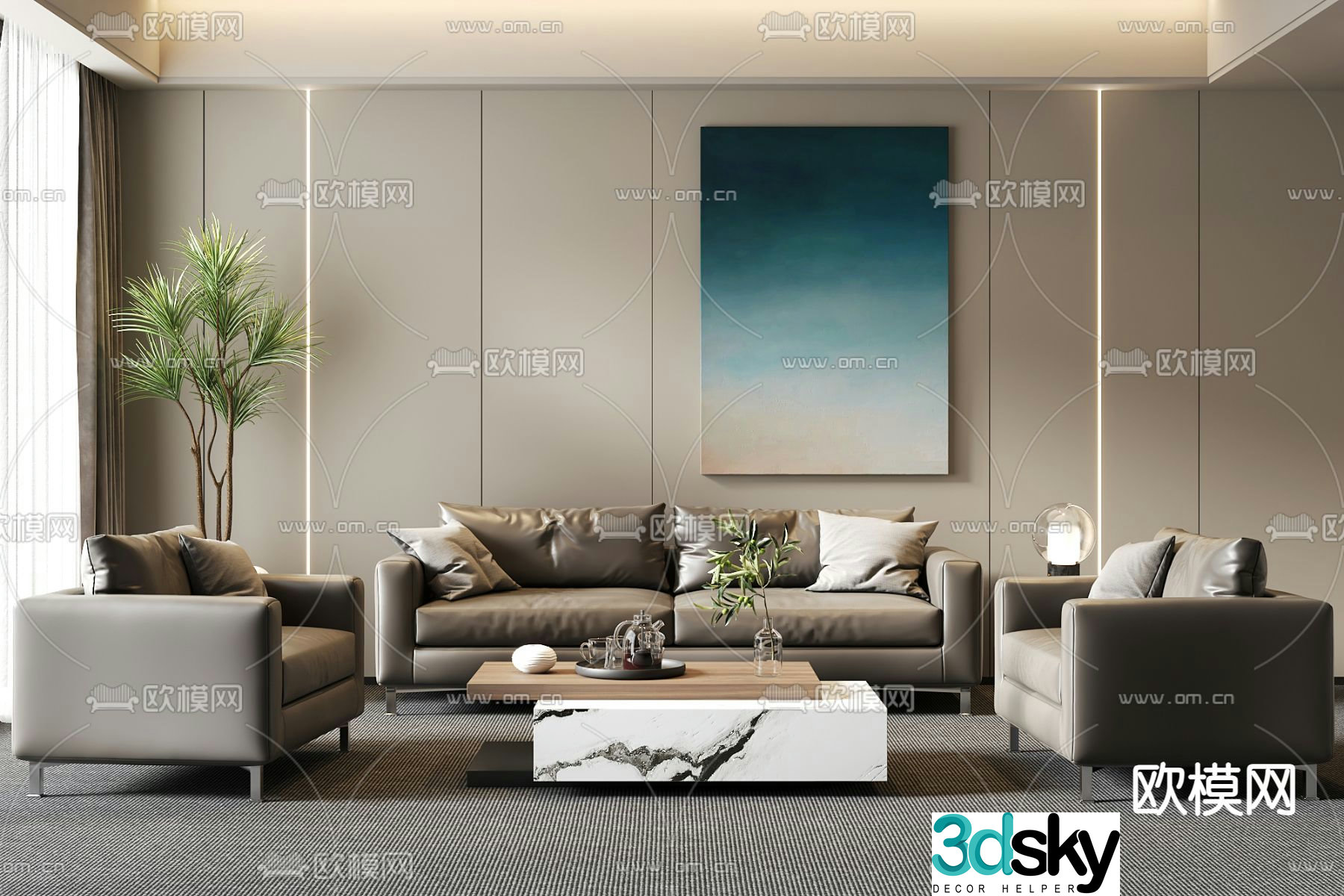 Office sofa modular sofa 3d model