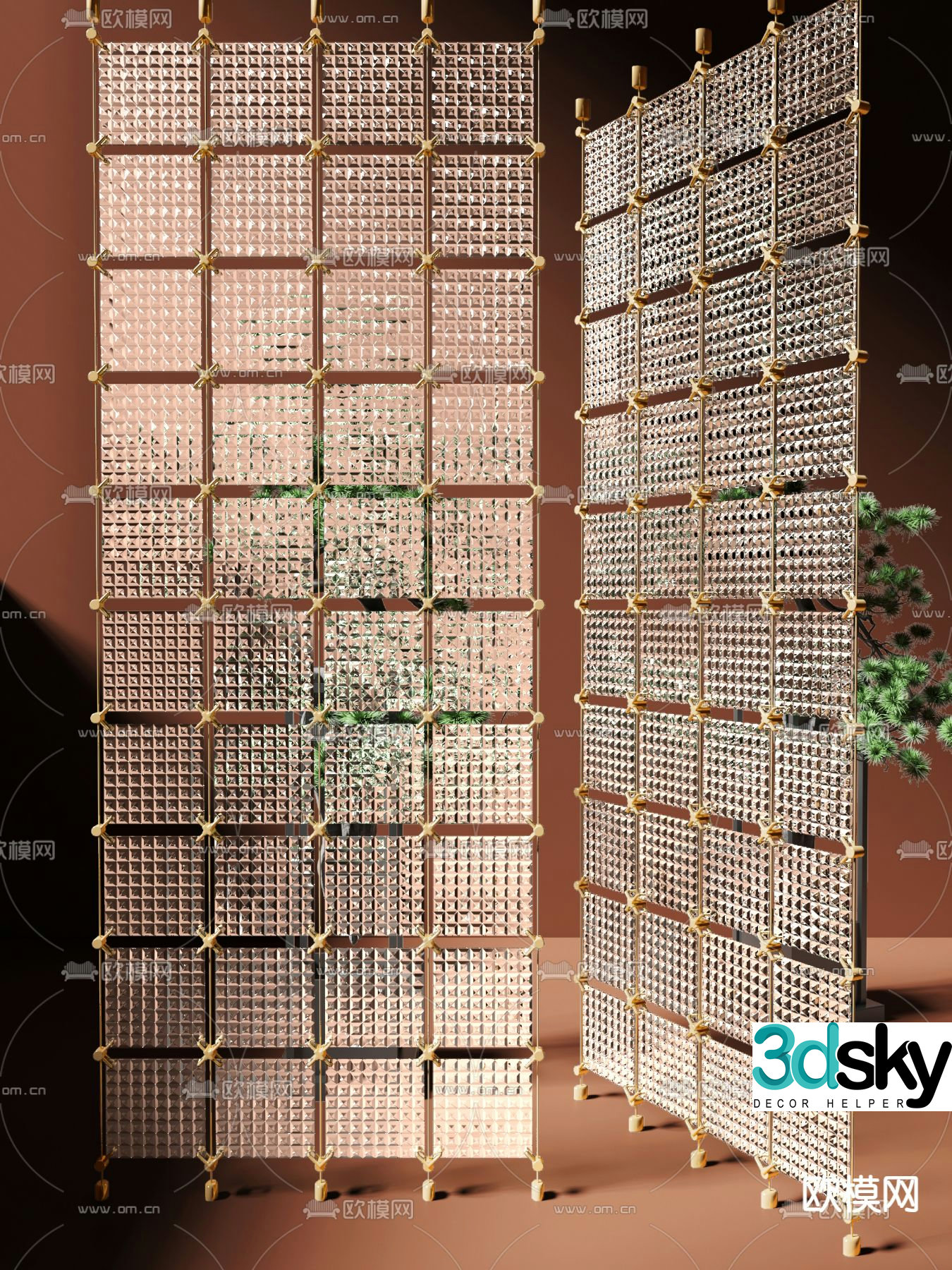 Glass partition screen 3d model